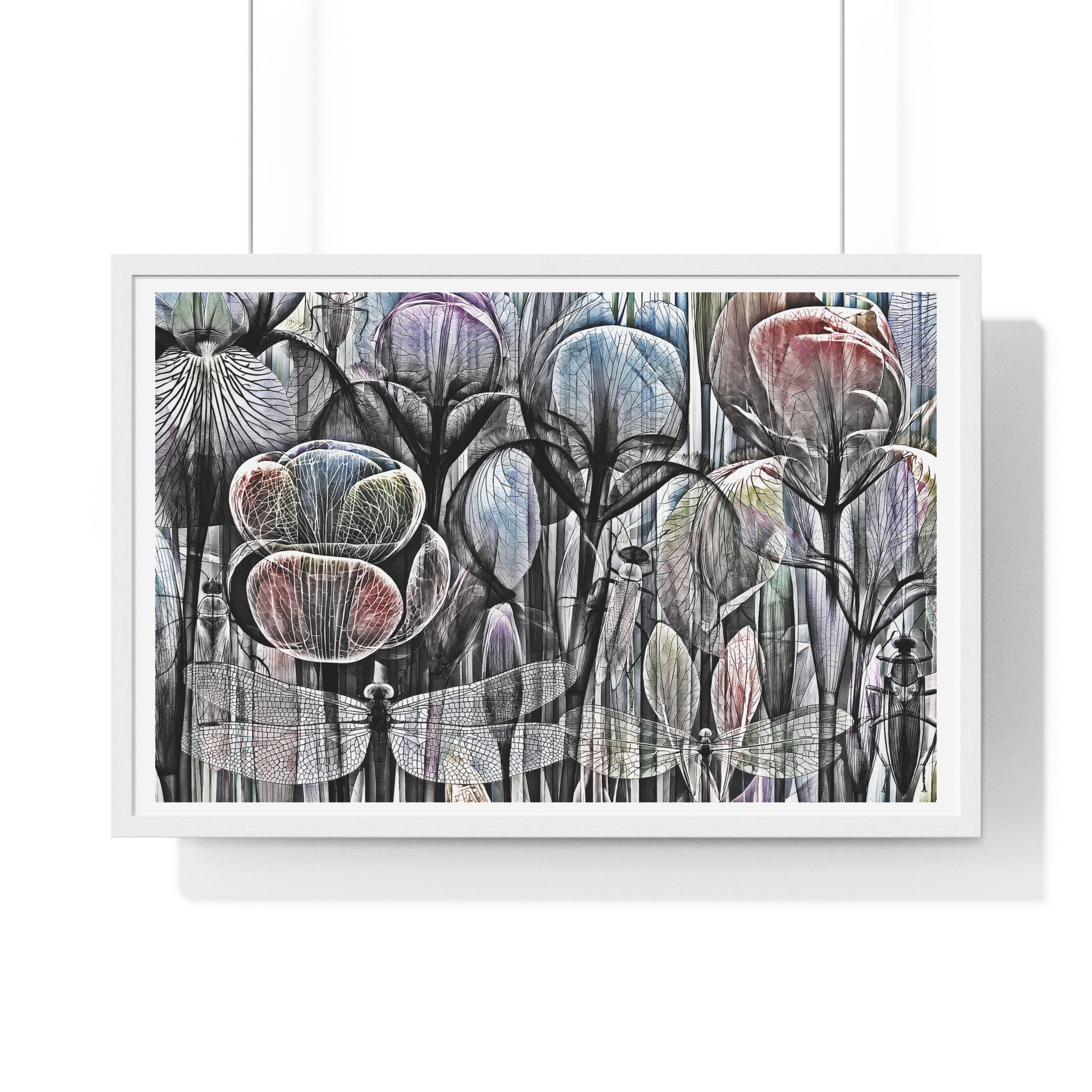 Framed Poster — Dreamy Botanical Dragonfly Art Print