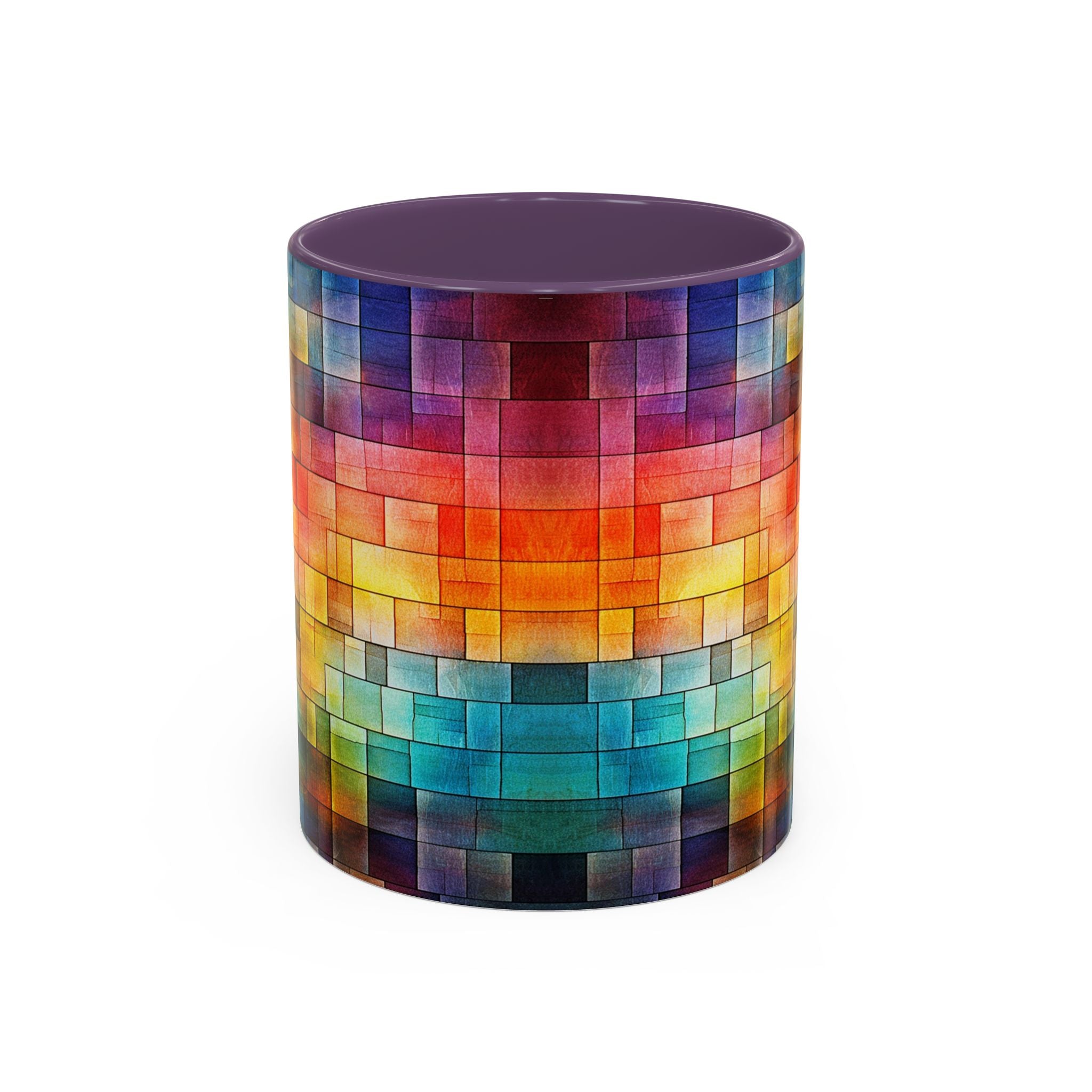 Colorful Mosaic Accent Coffee Mug - Vibrant Geometric Pattern (11/15 oz)