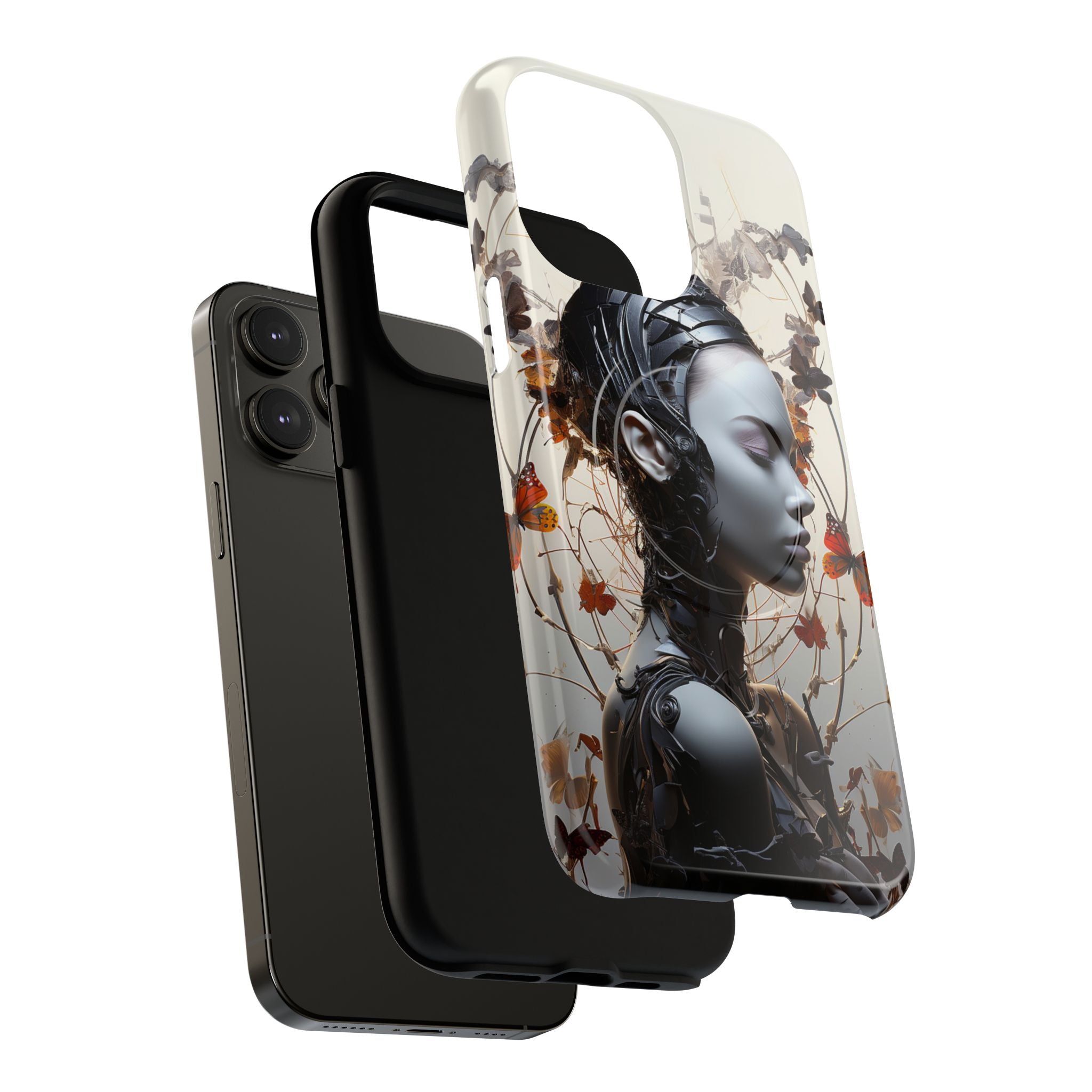Art Nouveau Cyberpunk Phone Case — Surreal Floral Femme Tough Magnetic Case