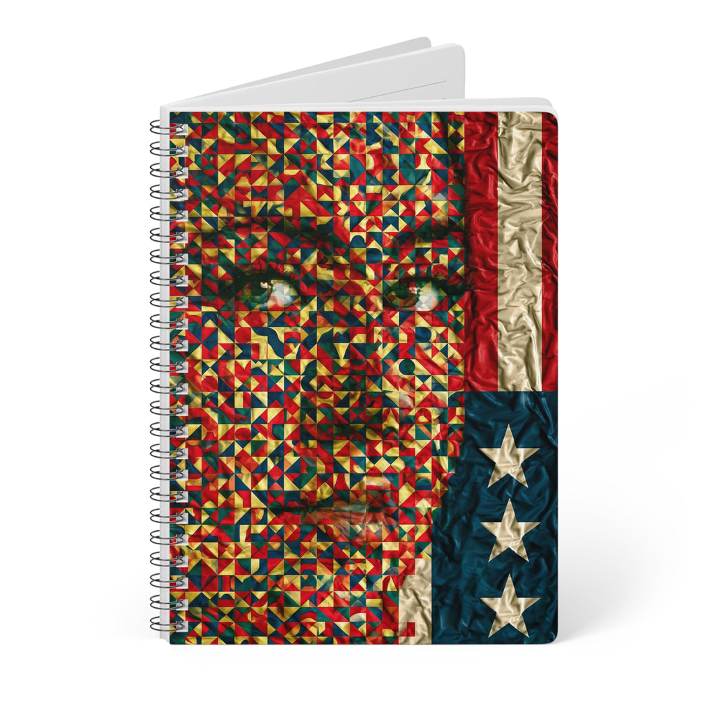 A5 Wirobound Notebook — Patriotic Mosaic Face Cover, Lined Journal
