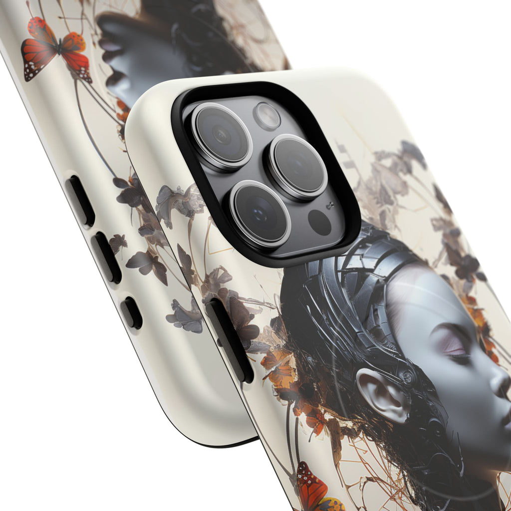 Art Nouveau Cyberpunk Phone Case — Surreal Floral Femme Tough Magnetic Case