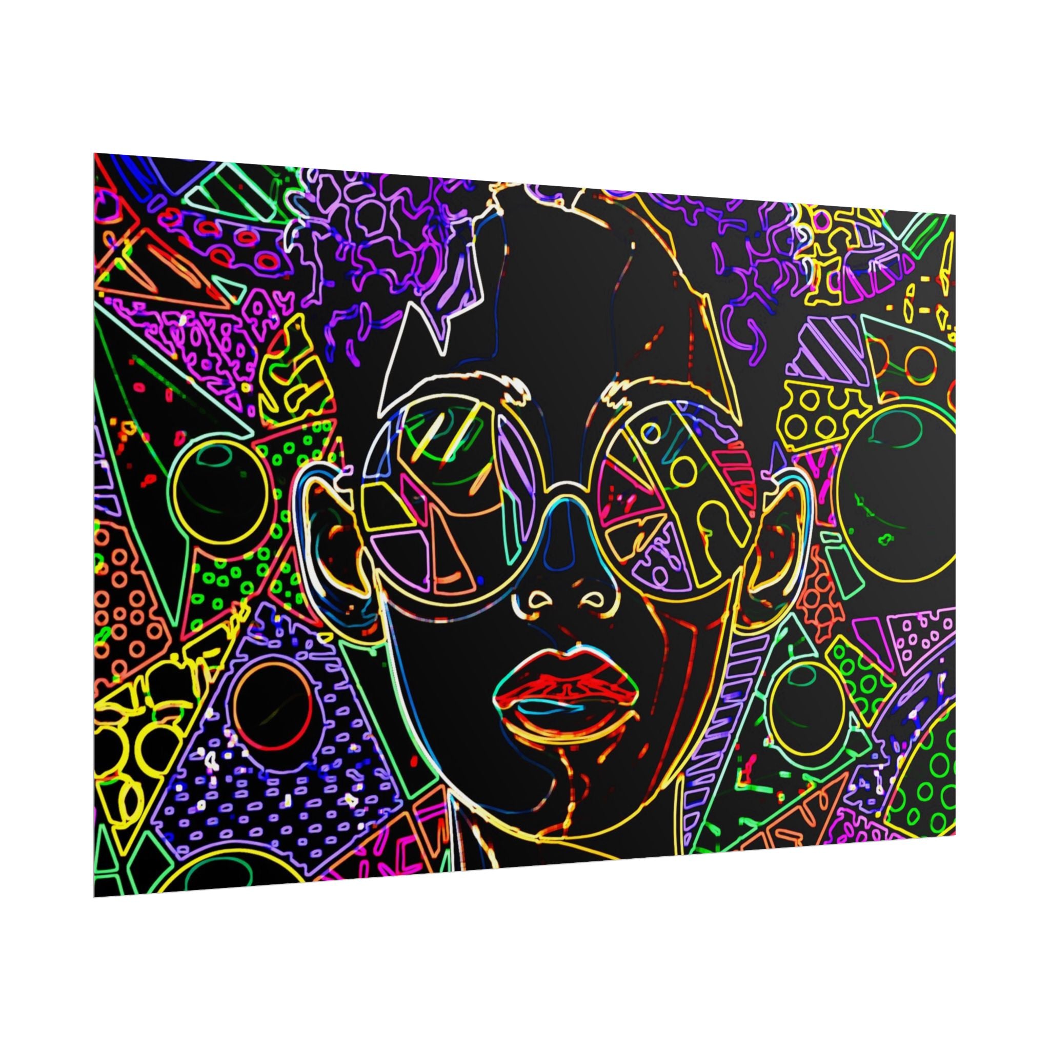 Afrofuturist Neon Portrait Poster