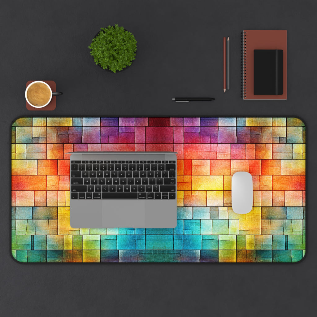 Colorwave Mosaic Desk Mat — Vibrant Pixel Art Mousepad