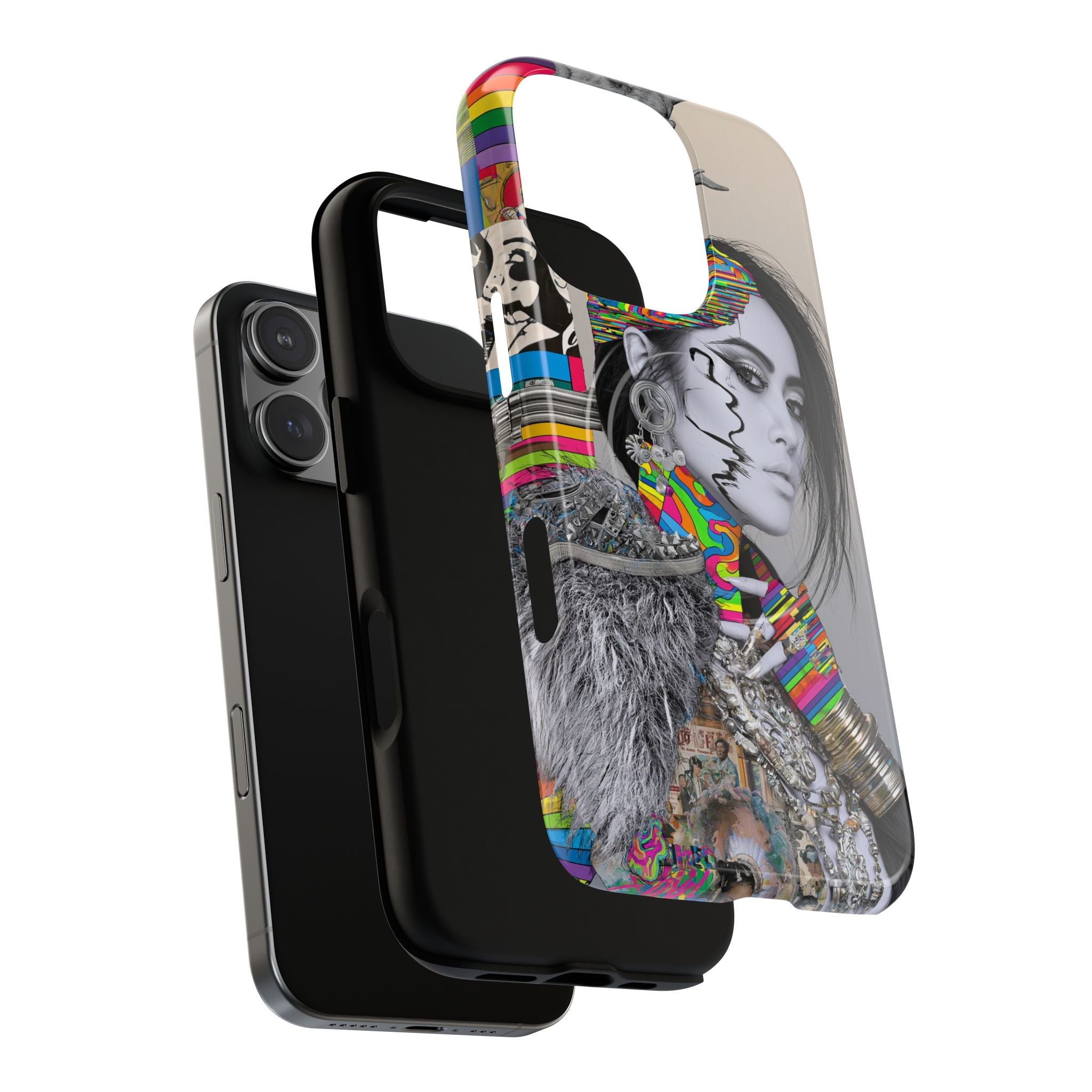 Phone Case - Colorful Glitch Portrait Tough Magnetic Case