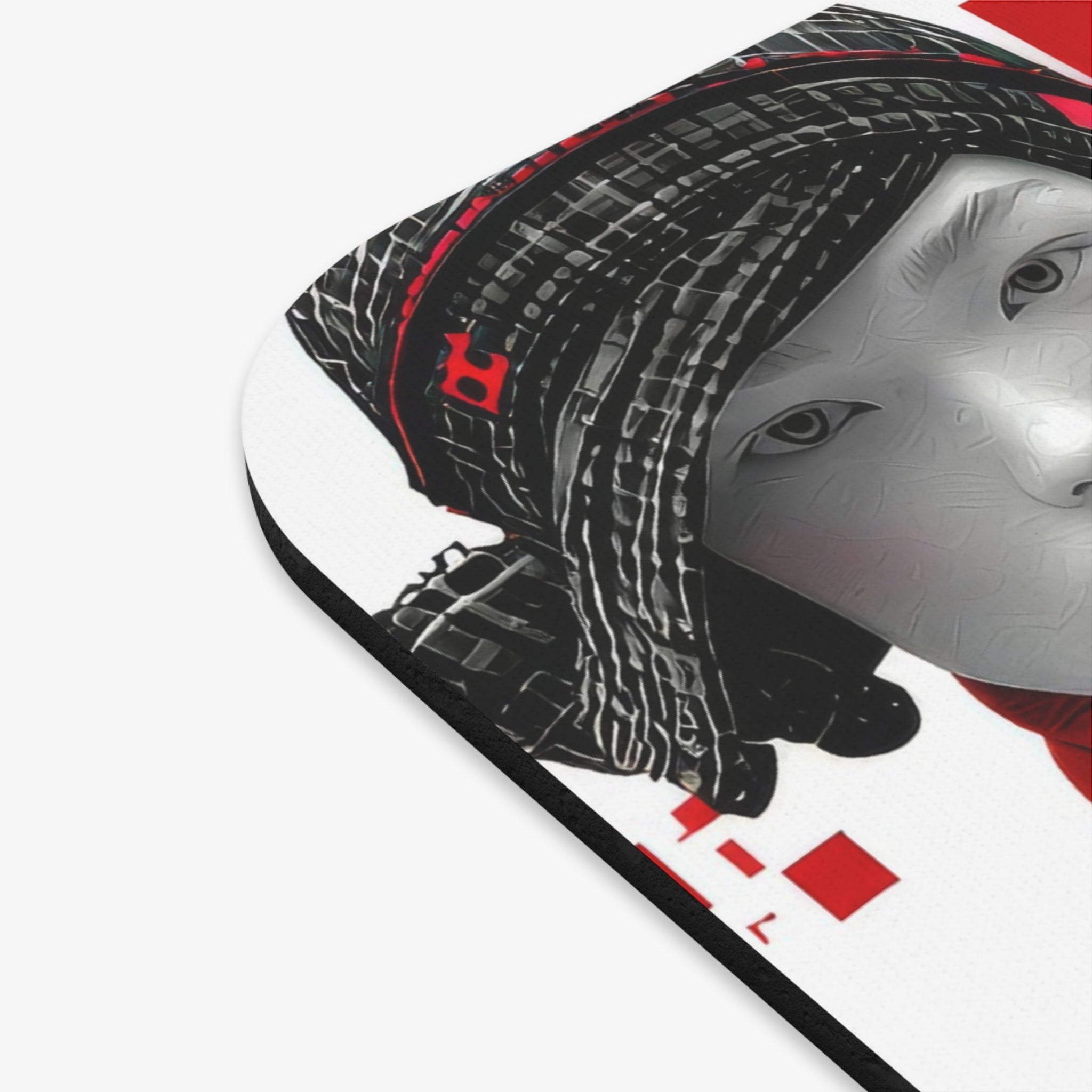 Retro Chic Mouse Pad — Mod Geometric Art with Fashion Doll & Dogs