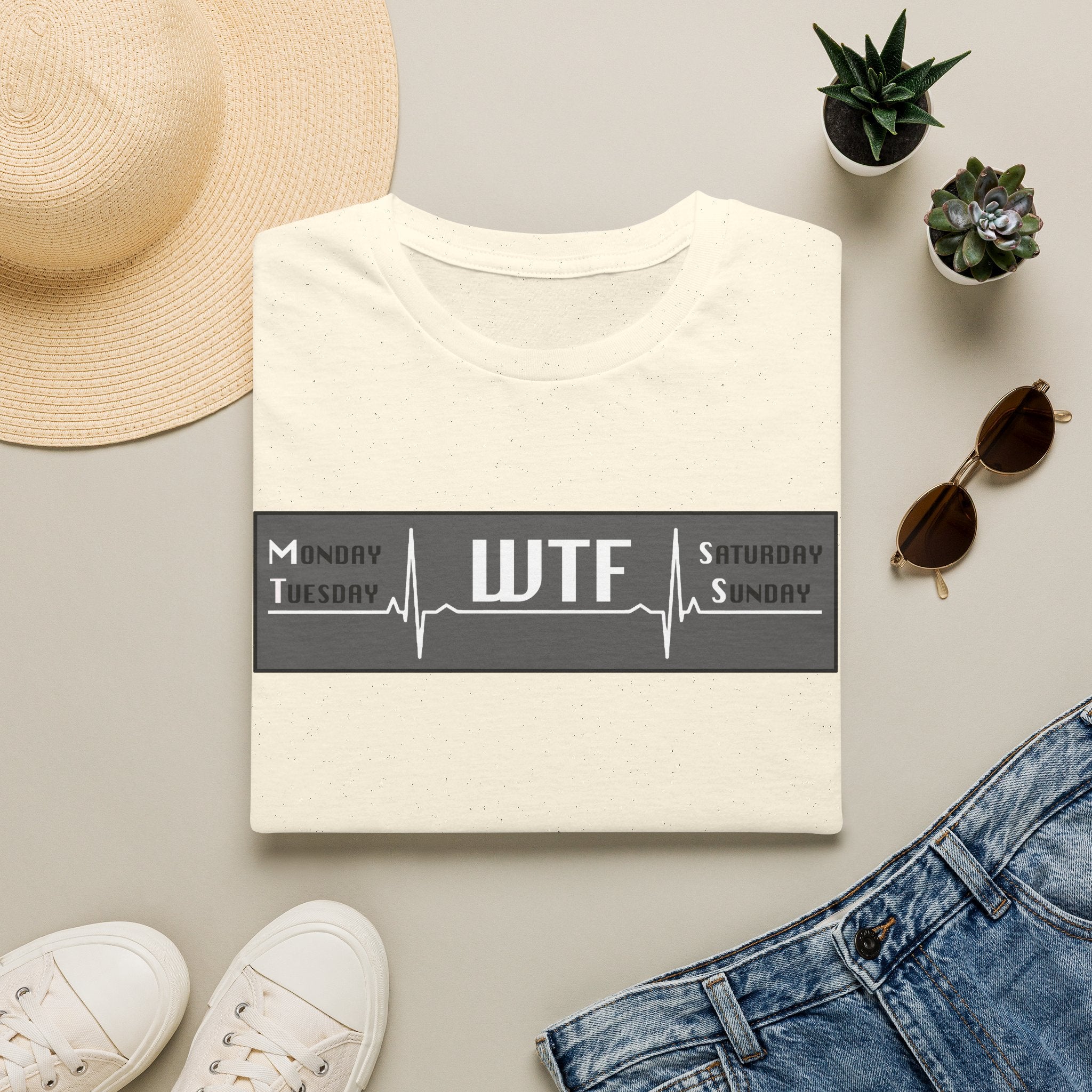 T-Shirt — WTF Weekday Pulse Graphic Tee (Monday–Sunday)