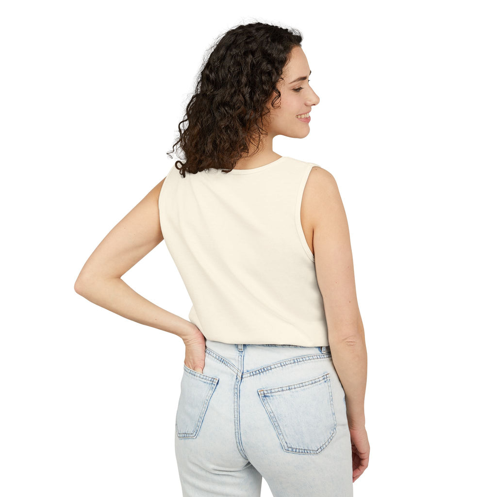 Spiral Text Art Tank Top — Monochrome Optical Typography Tee