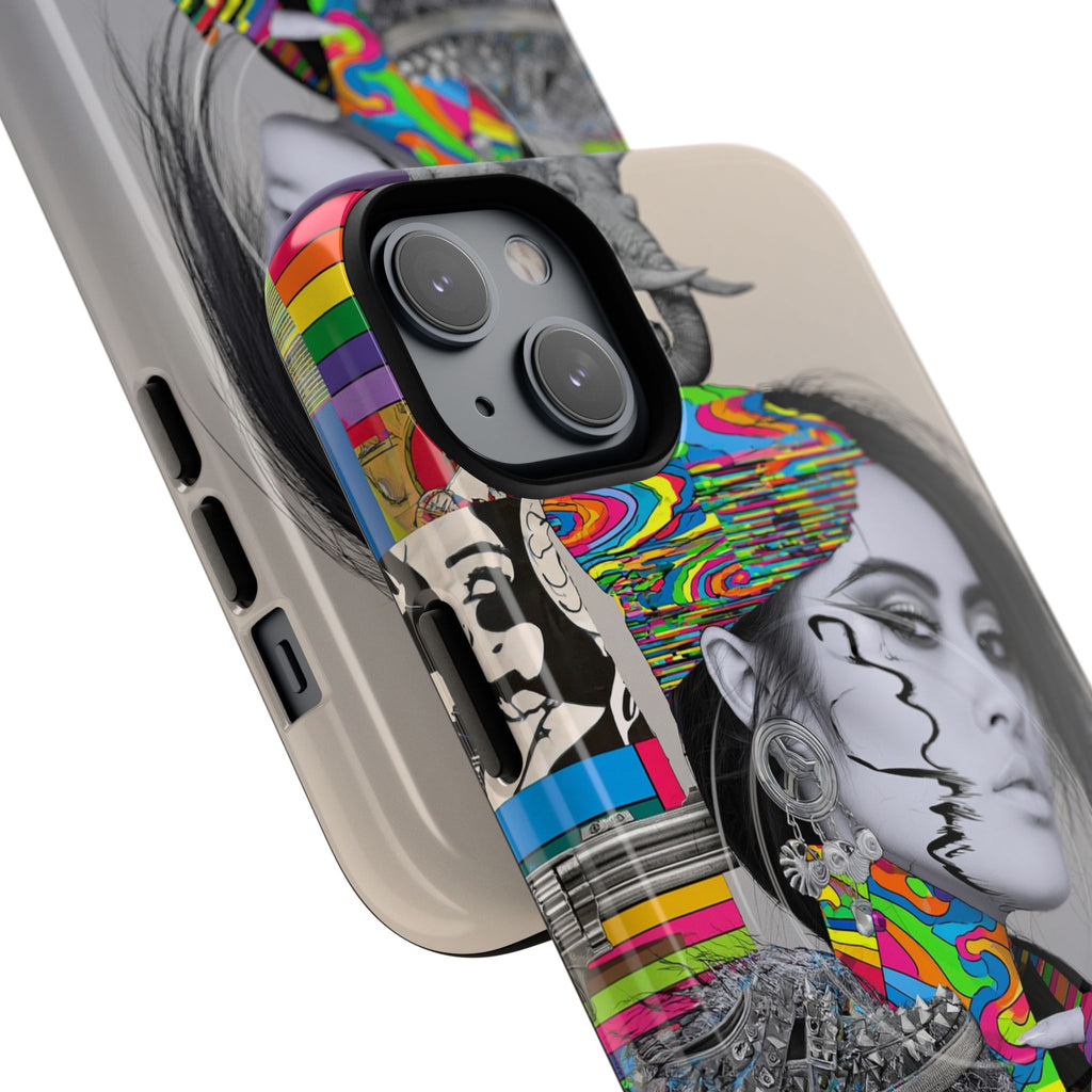 Phone Case - Colorful Glitch Portrait Tough Magnetic Case