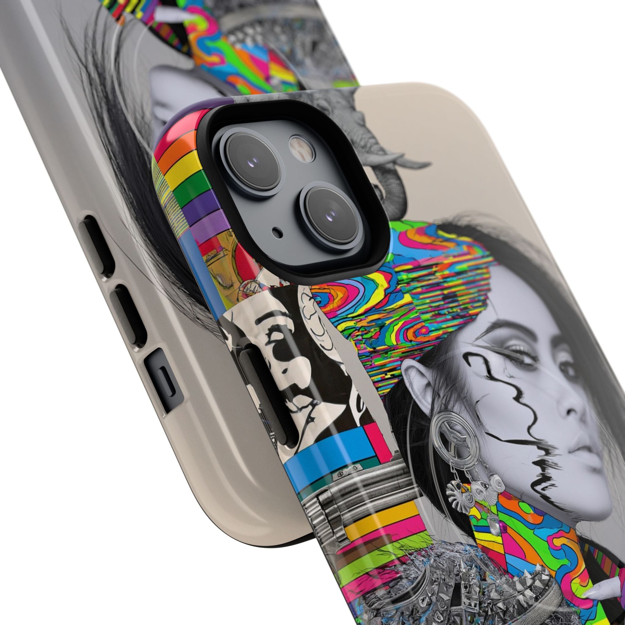 Phone Case - Colorful Glitch Portrait Tough Magnetic Case
