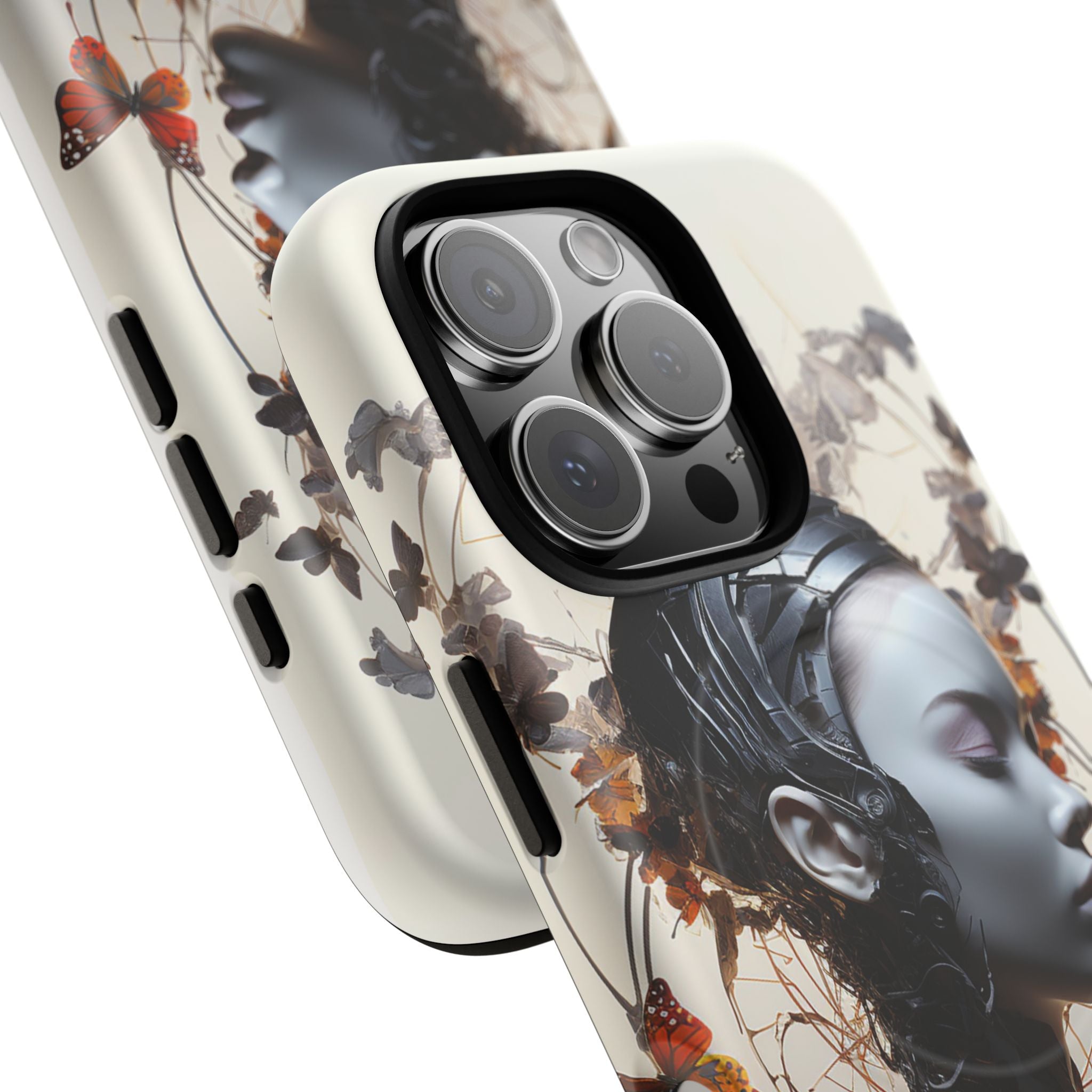 Art Nouveau Cyberpunk Phone Case — Surreal Floral Femme Tough Magnetic Case