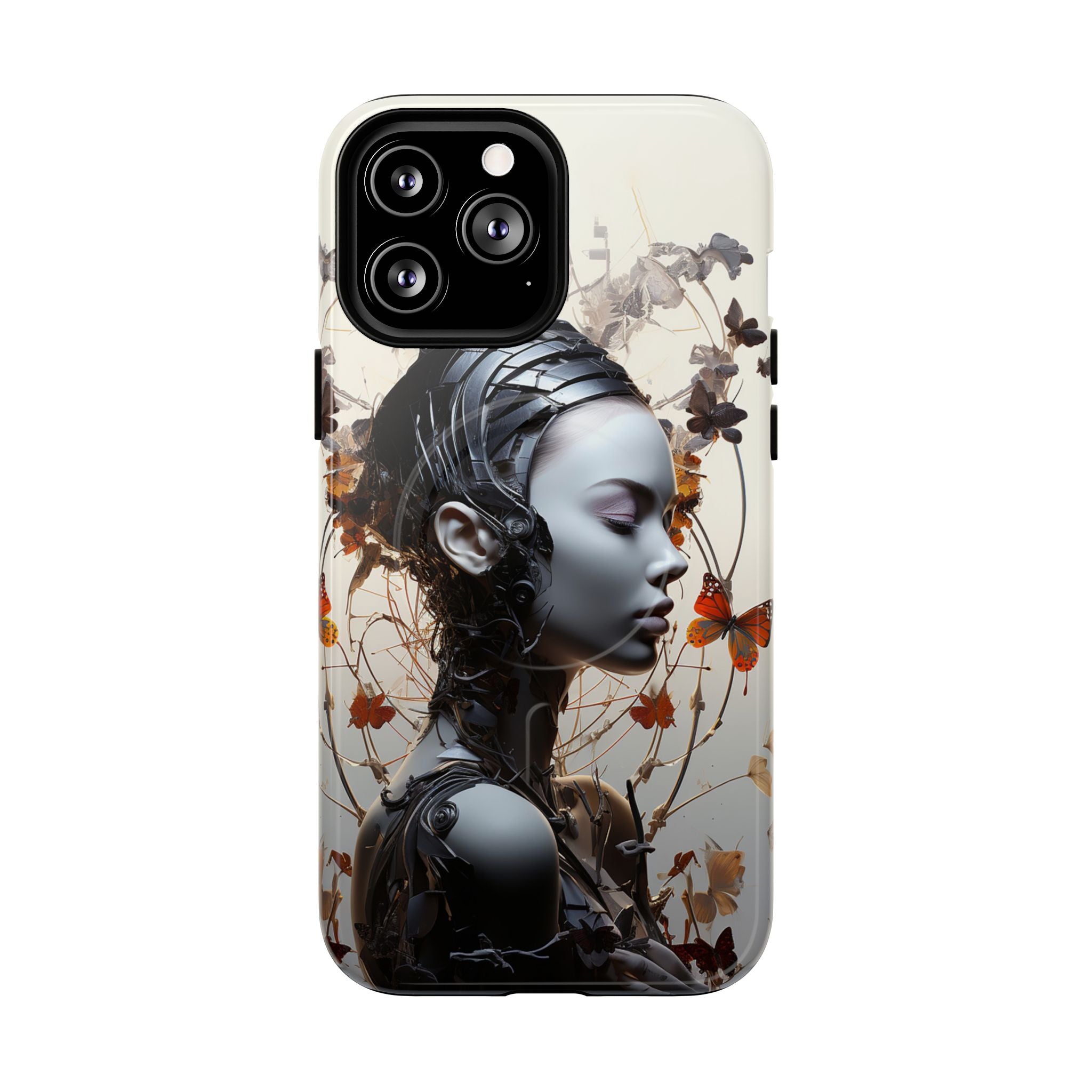 Art Nouveau Cyberpunk Phone Case — Surreal Floral Femme Tough Magnetic Case