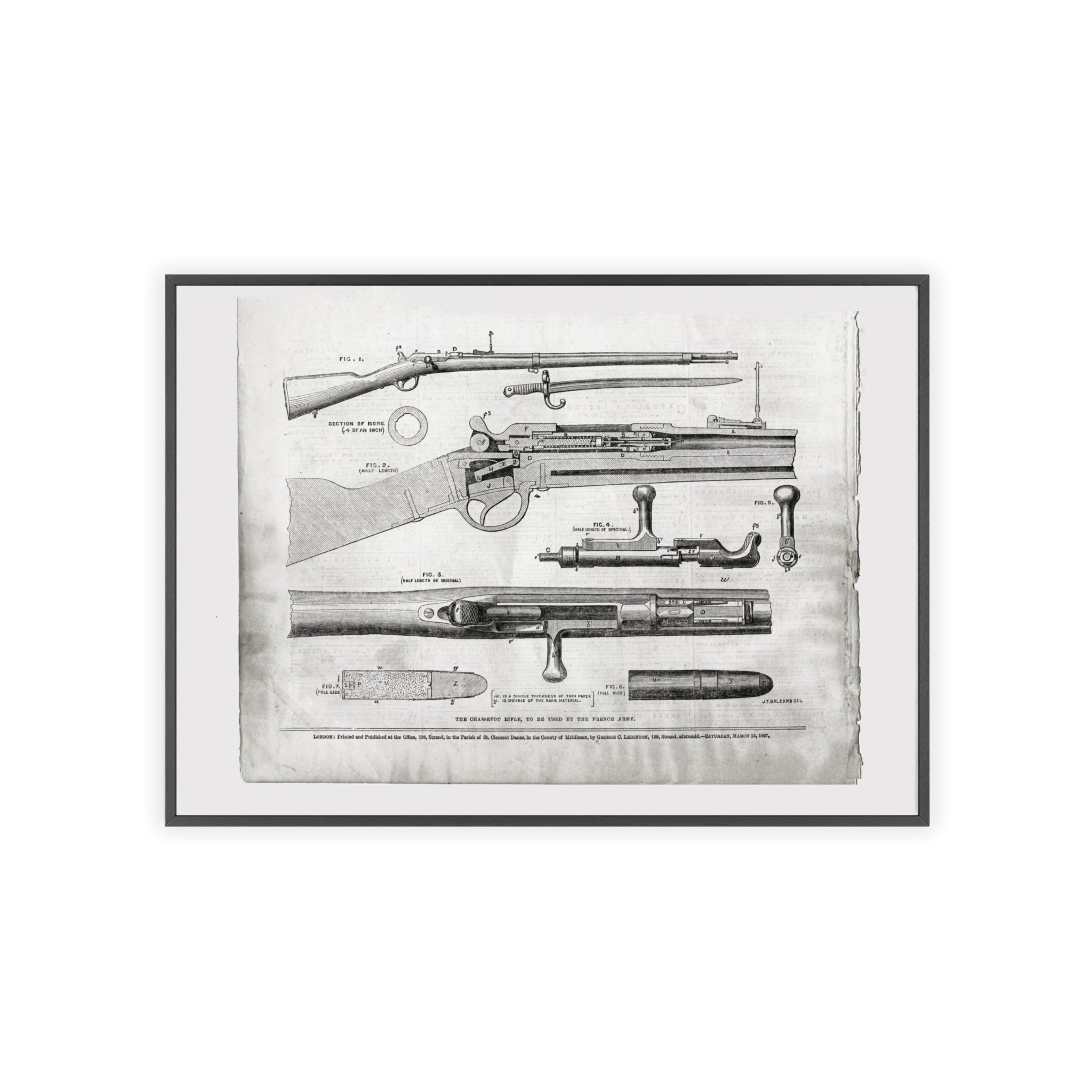 Antique Rifle Patent Poster — Framed Vintage Firearm Print