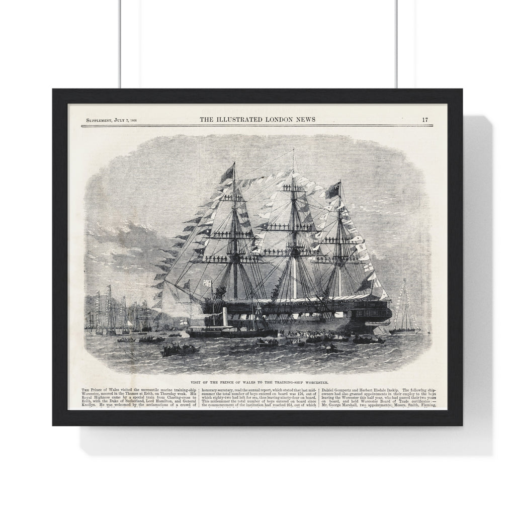 Vintage Sailing Ship Framed Poster — Antique Maritime Print
