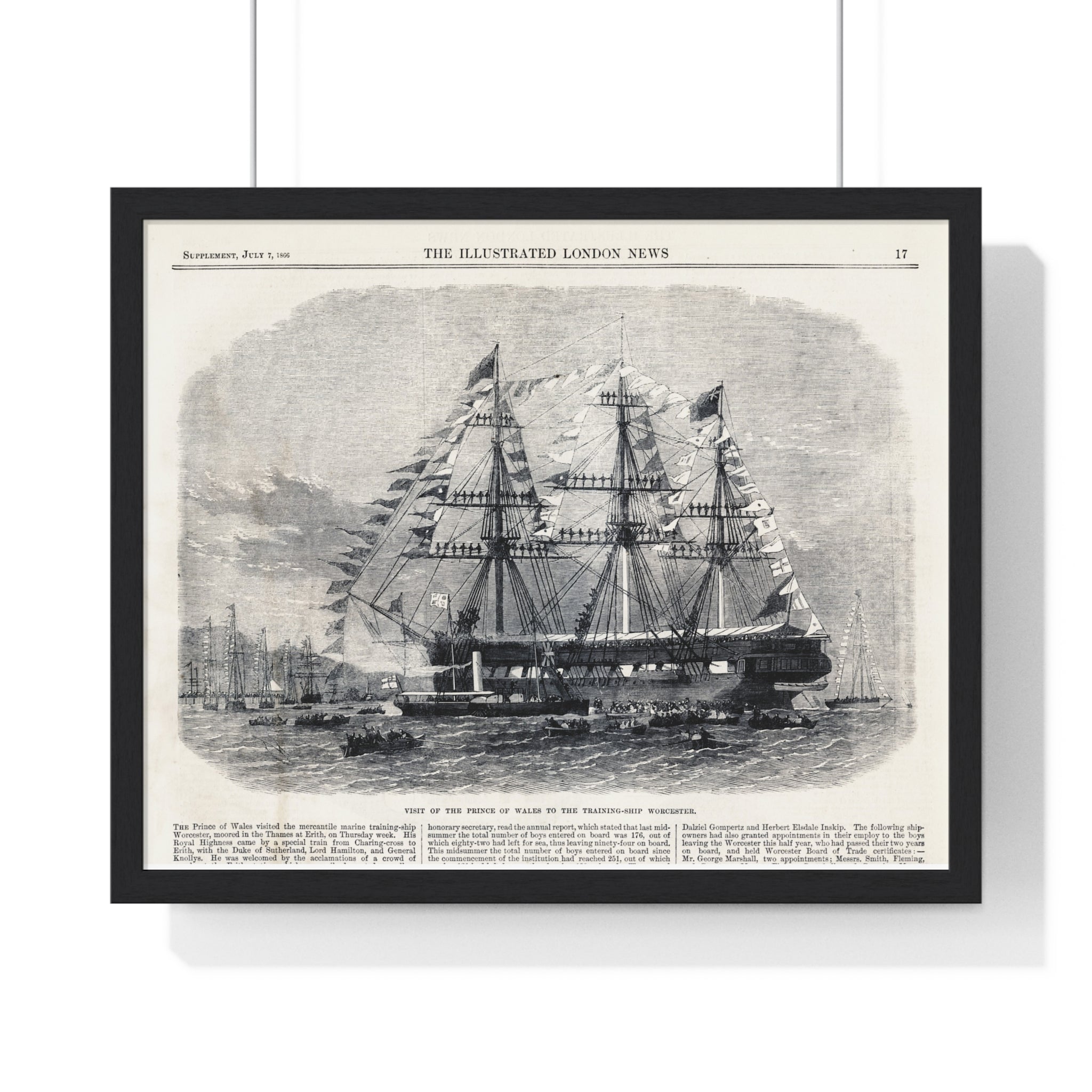 Vintage Sailing Ship Framed Poster — Antique Maritime Print