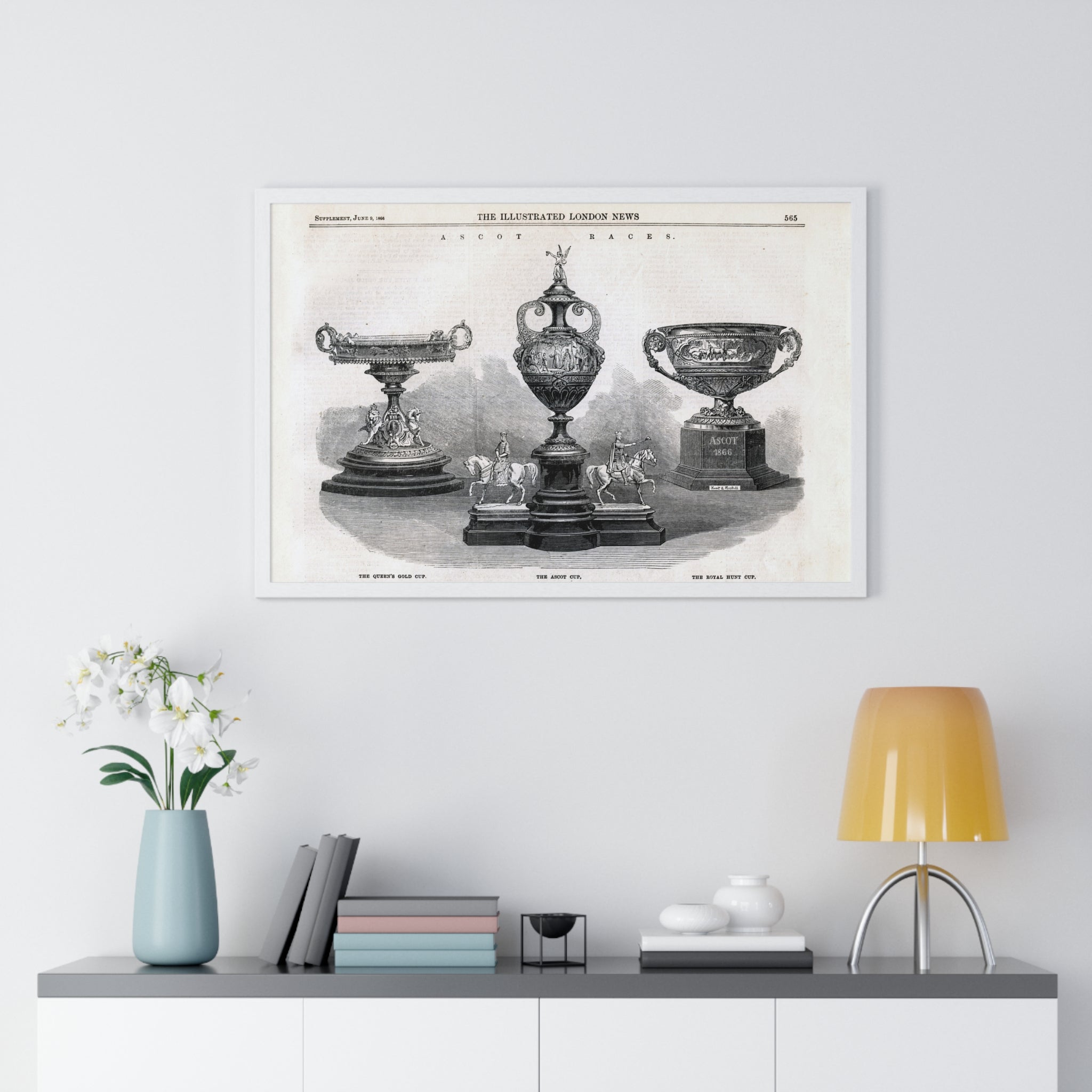 Framed Vintage Trophy Engraving Poster
