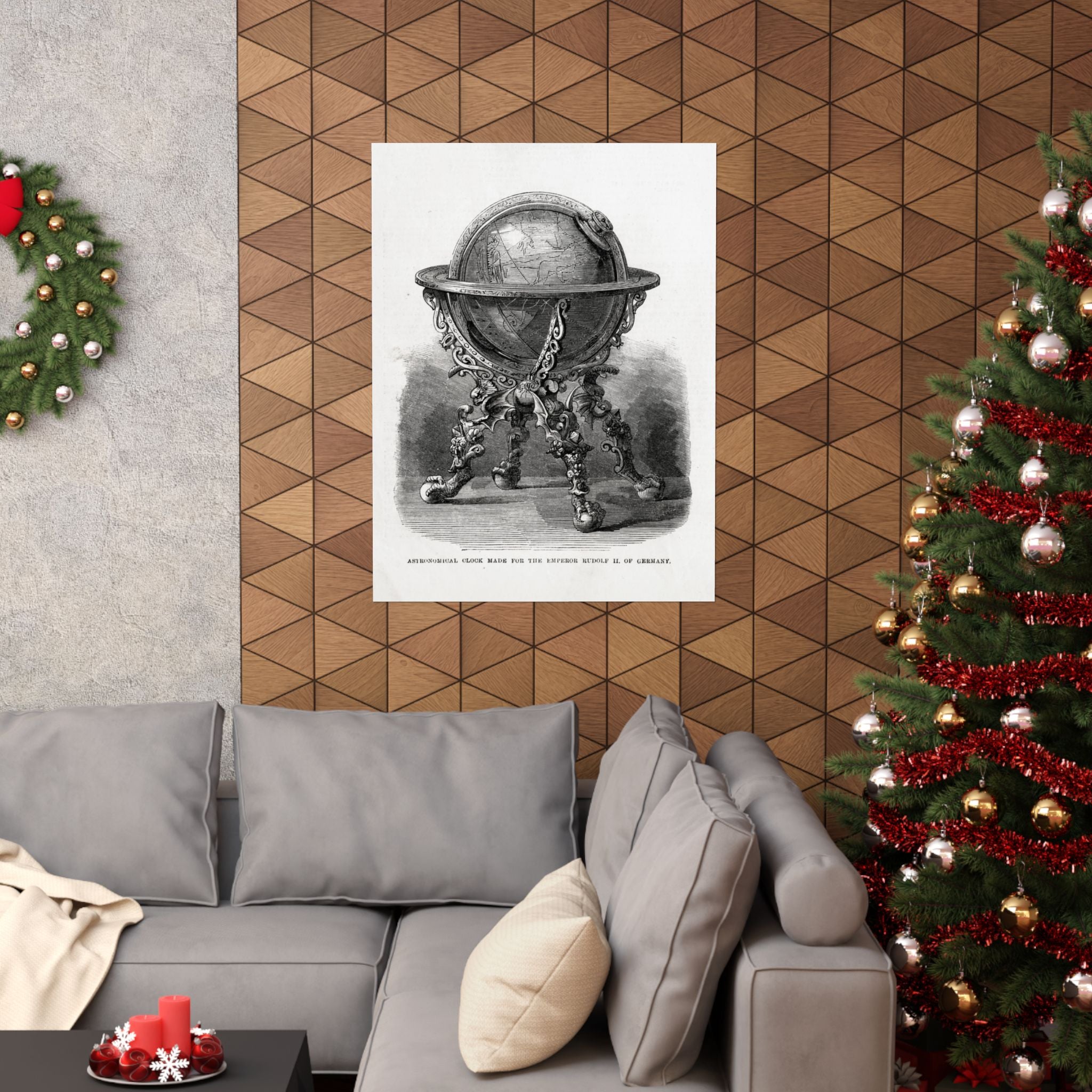 Antique Globe Illustration Matte Vertical Poster — Vintage Scientific Engraving Wall Art