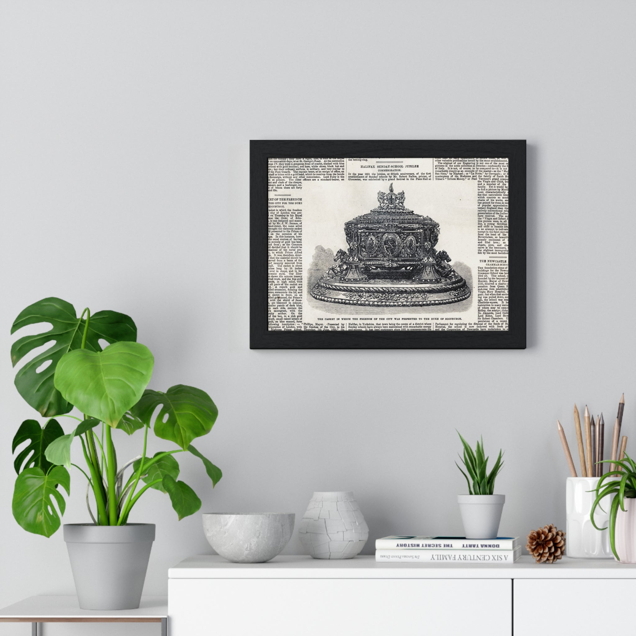 Vintage Crown Illustration Framed Poster — Antique Dictionary Art Print