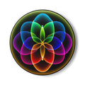 Ceramic Coaster — Rainbow Sacred Geometry Flower Design | Vibrant Mandala Cork-Back Drink Coaster