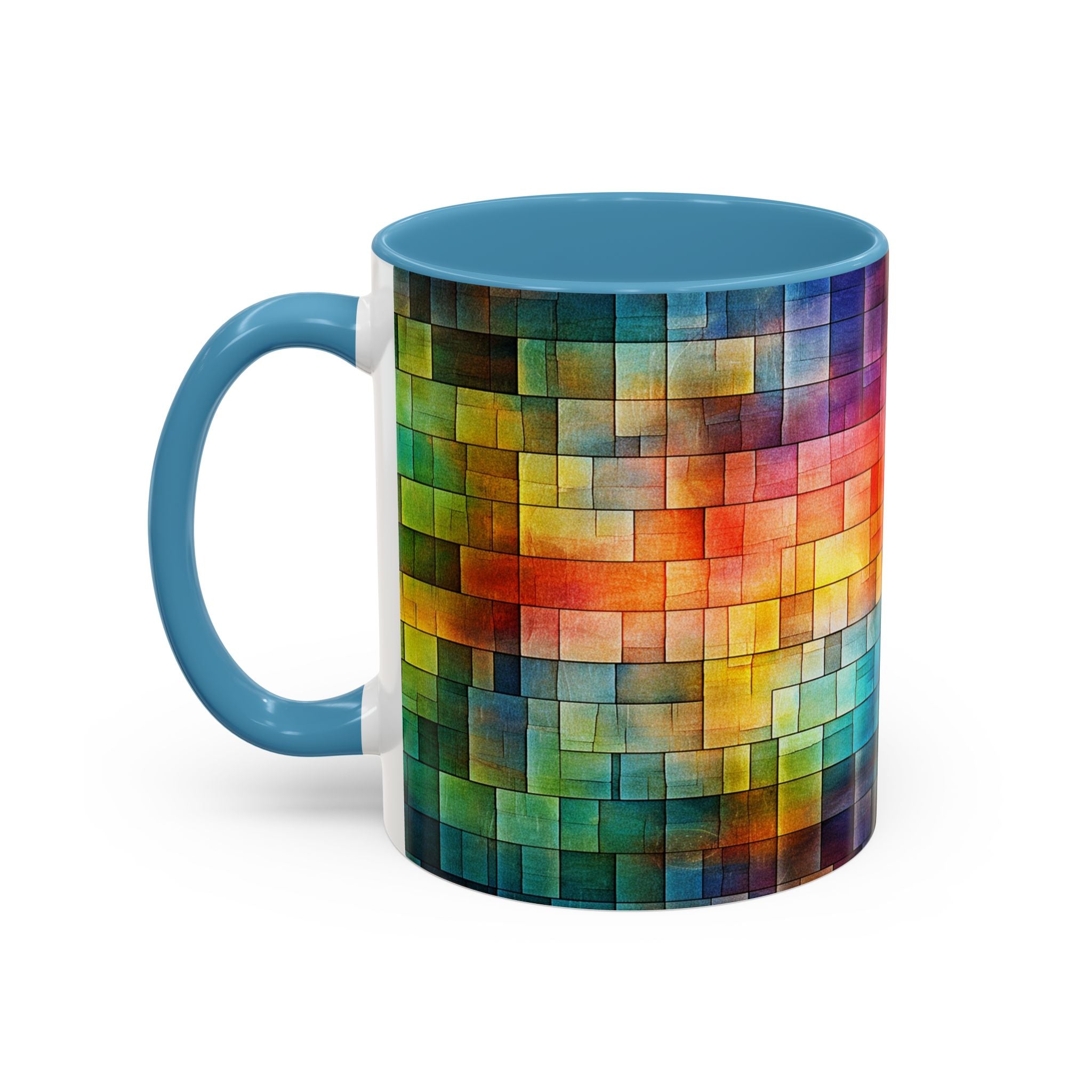 Colorful Mosaic Accent Coffee Mug - Vibrant Geometric Pattern (11/15 oz)