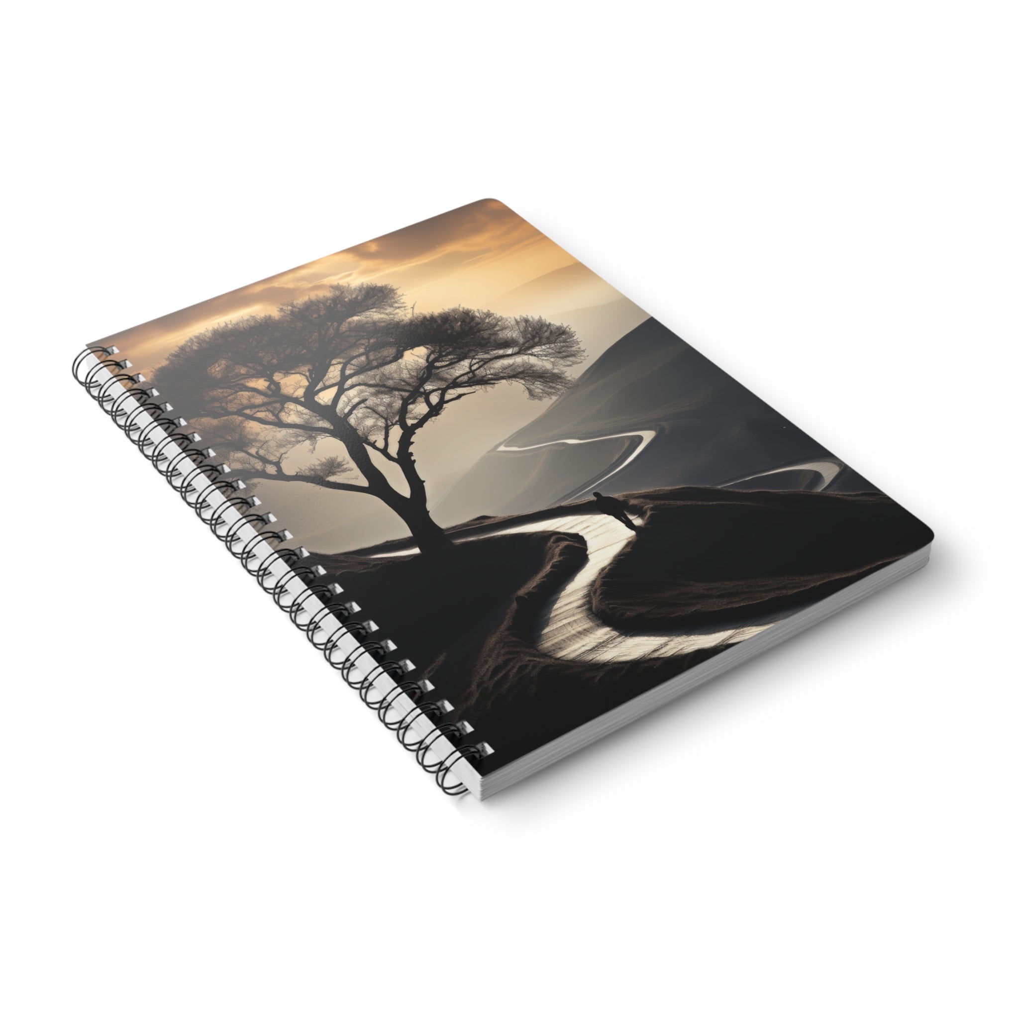 A5 Wirobound Notebook — Serene Sunset Tree Path Journal