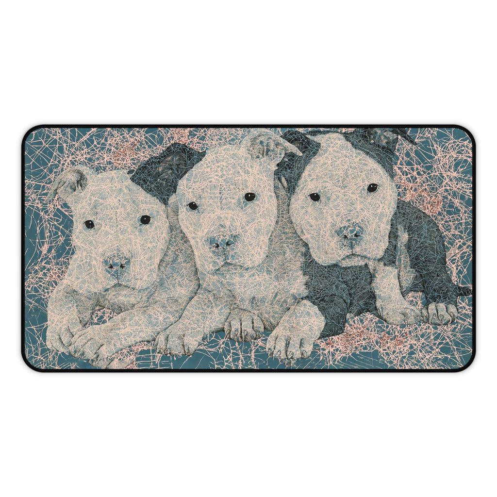 Pit Bull Puppy Desk Mat – Cute Trio Decorative Mousepad for Home Office