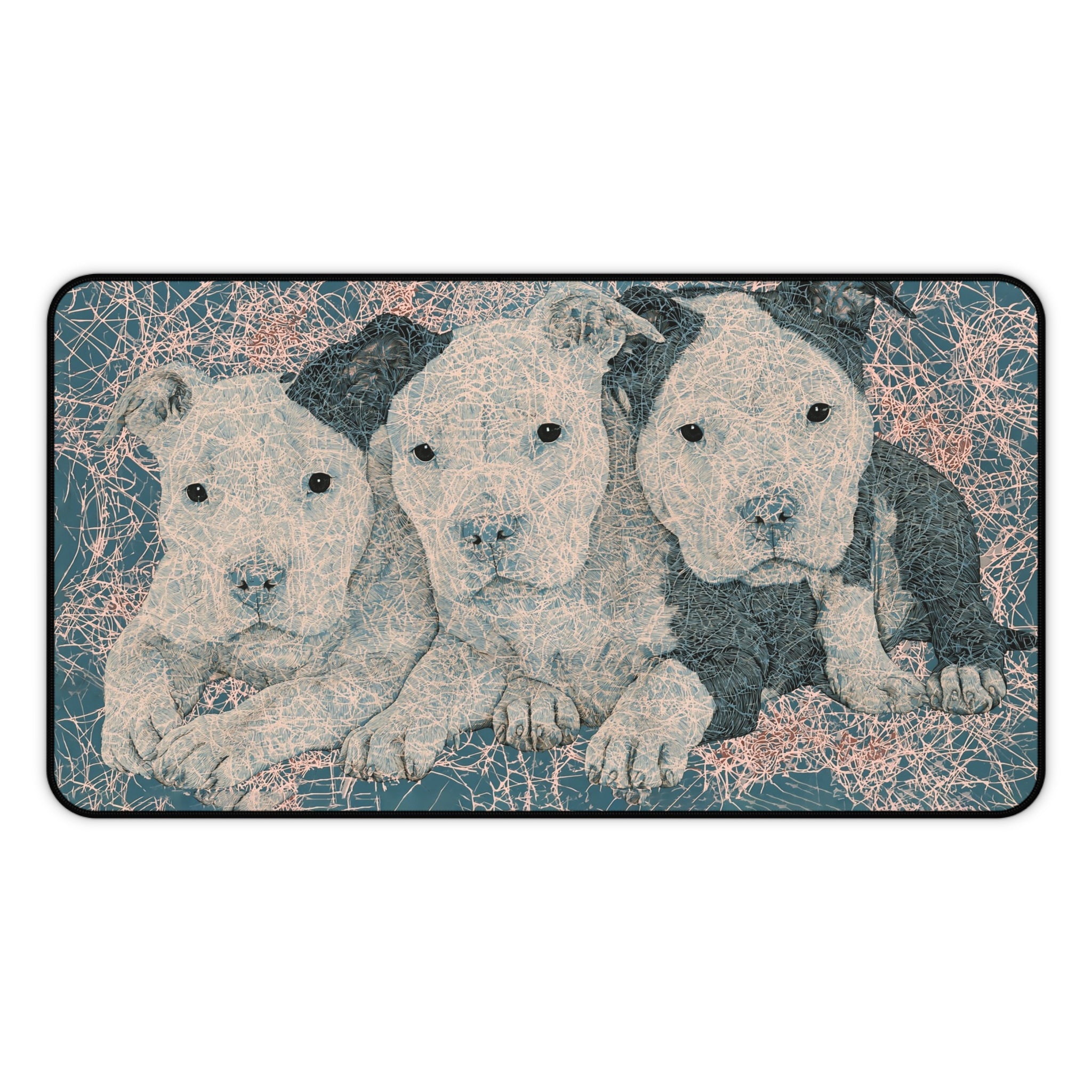 Pit Bull Puppy Desk Mat – Cute Trio Decorative Mousepad for Home Office