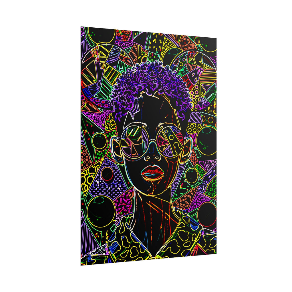 Afrofuturist Neon Portrait Poster