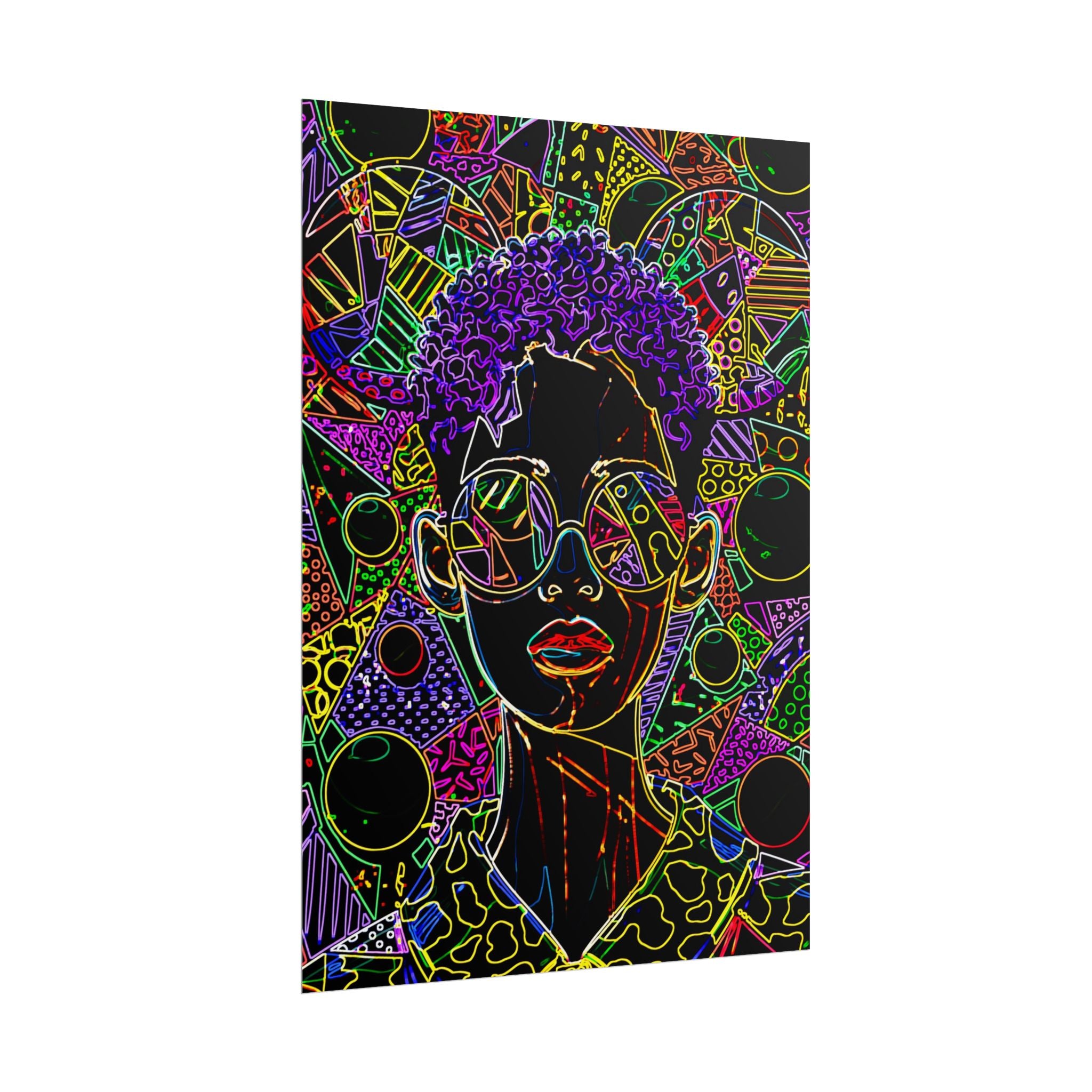Afrofuturist Neon Portrait Poster