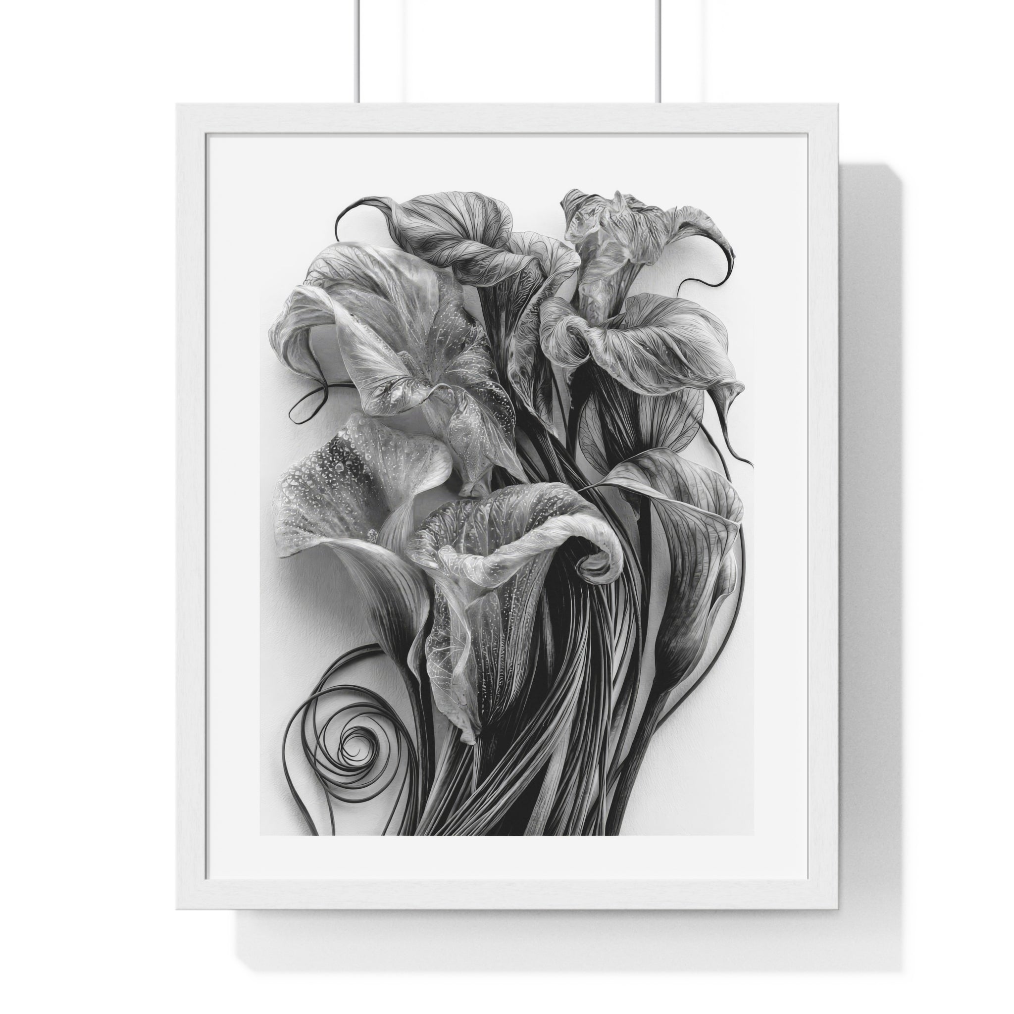 Framed Poster — Monochrome Calla Lily Botanical Art Print