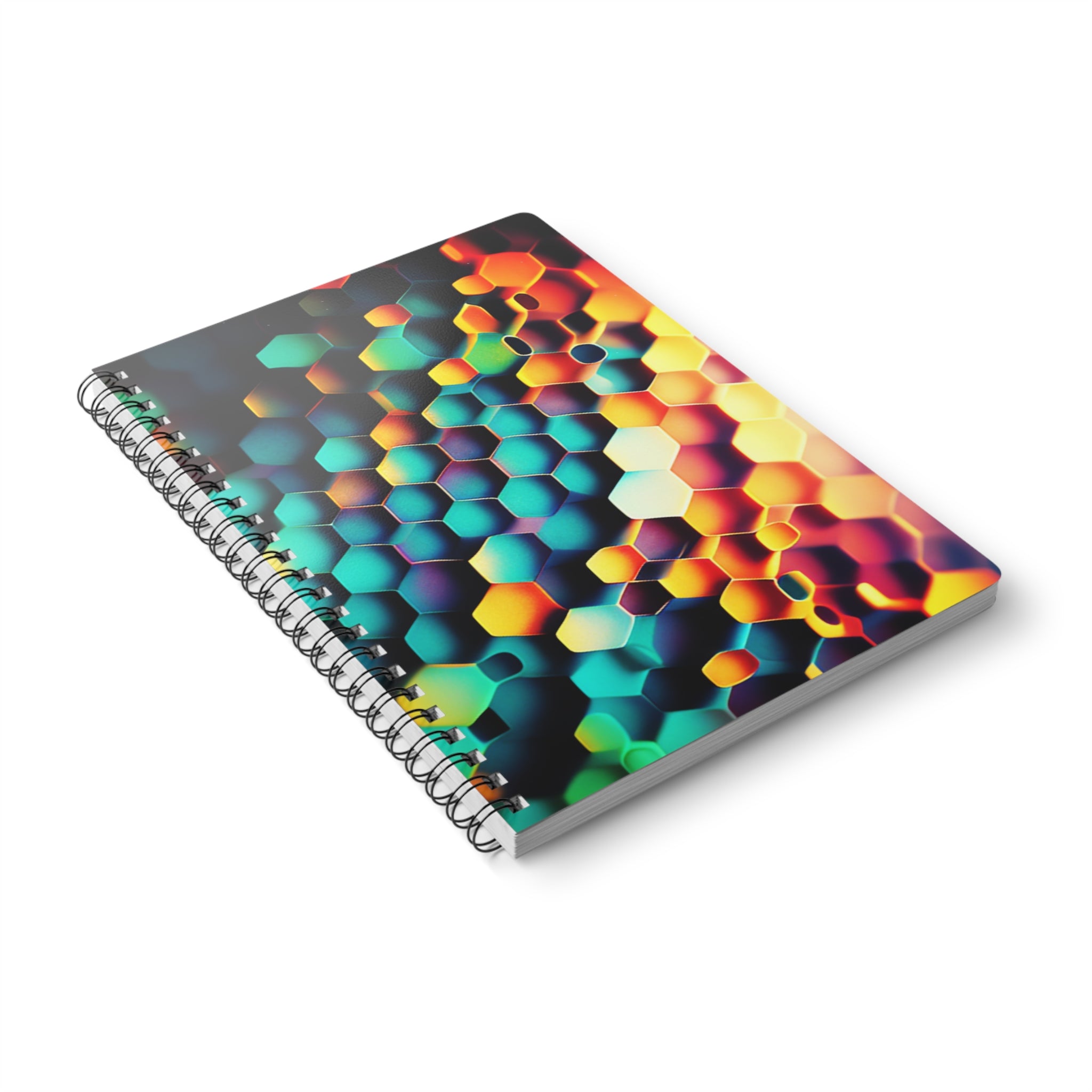 Hexagon Prism A5 Wirobound Notebook — Colorful Geometric Spiral Journal for Notes & Sketches