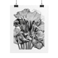 Black & White Iris Botanical Poster — Monochrome Floral Wall Art (Rolled Poster)
