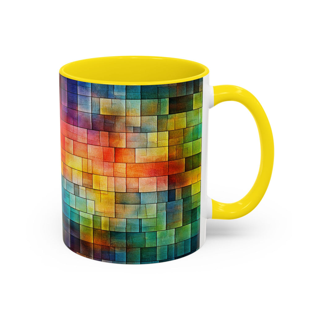 Colorful Mosaic Accent Coffee Mug - Vibrant Geometric Pattern (11/15 oz)