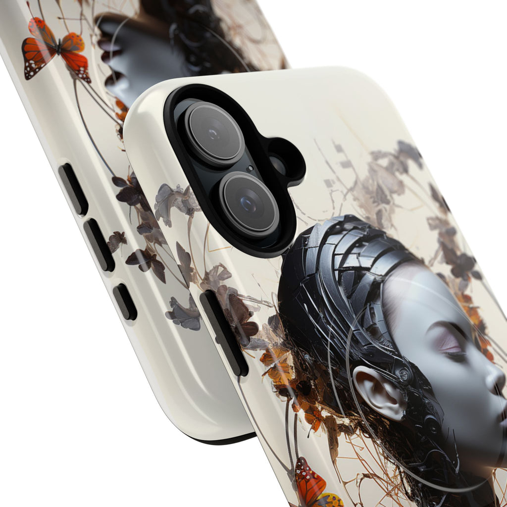 Art Nouveau Cyberpunk Phone Case — Surreal Floral Femme Tough Magnetic Case