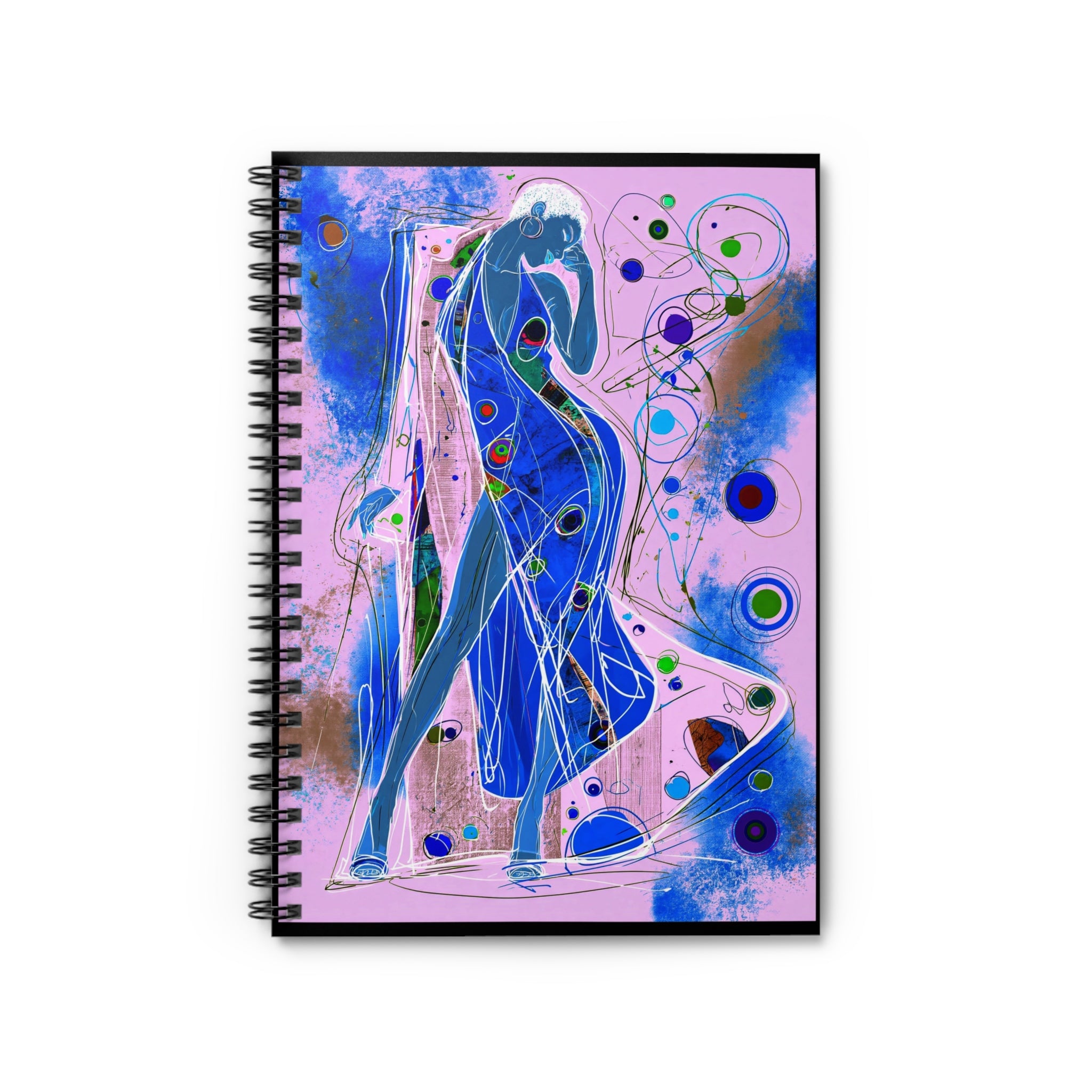 Abstract Blue Dancer Spiral Notebook — Artistic Ruled Journal