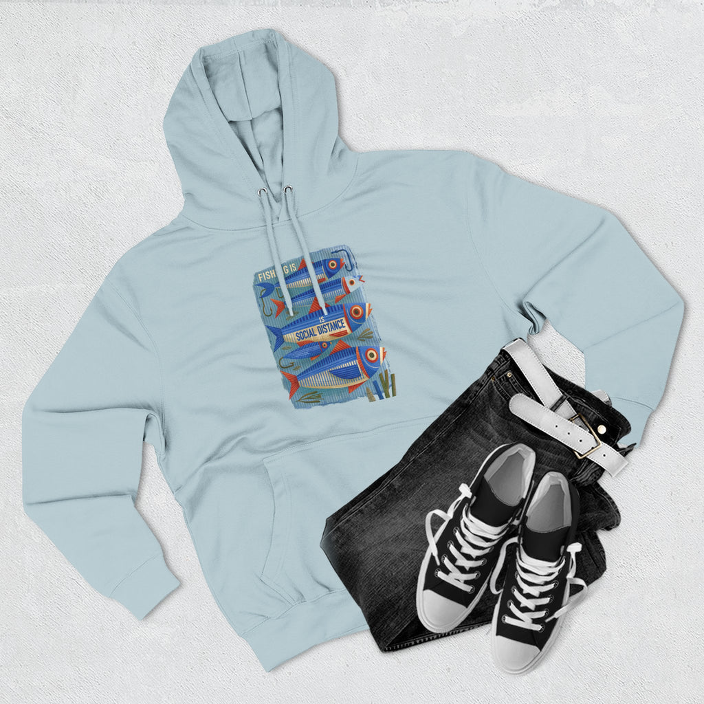 Retro Surfboard Graphic Hoodie — Three-Panel Fleece Pullover