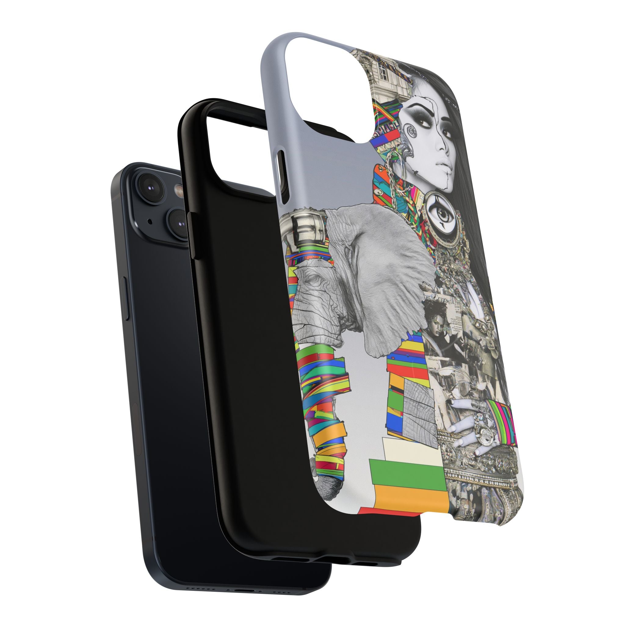 Artistic Elephant Collage Phone Case — Tough Magnetic Protective Cover