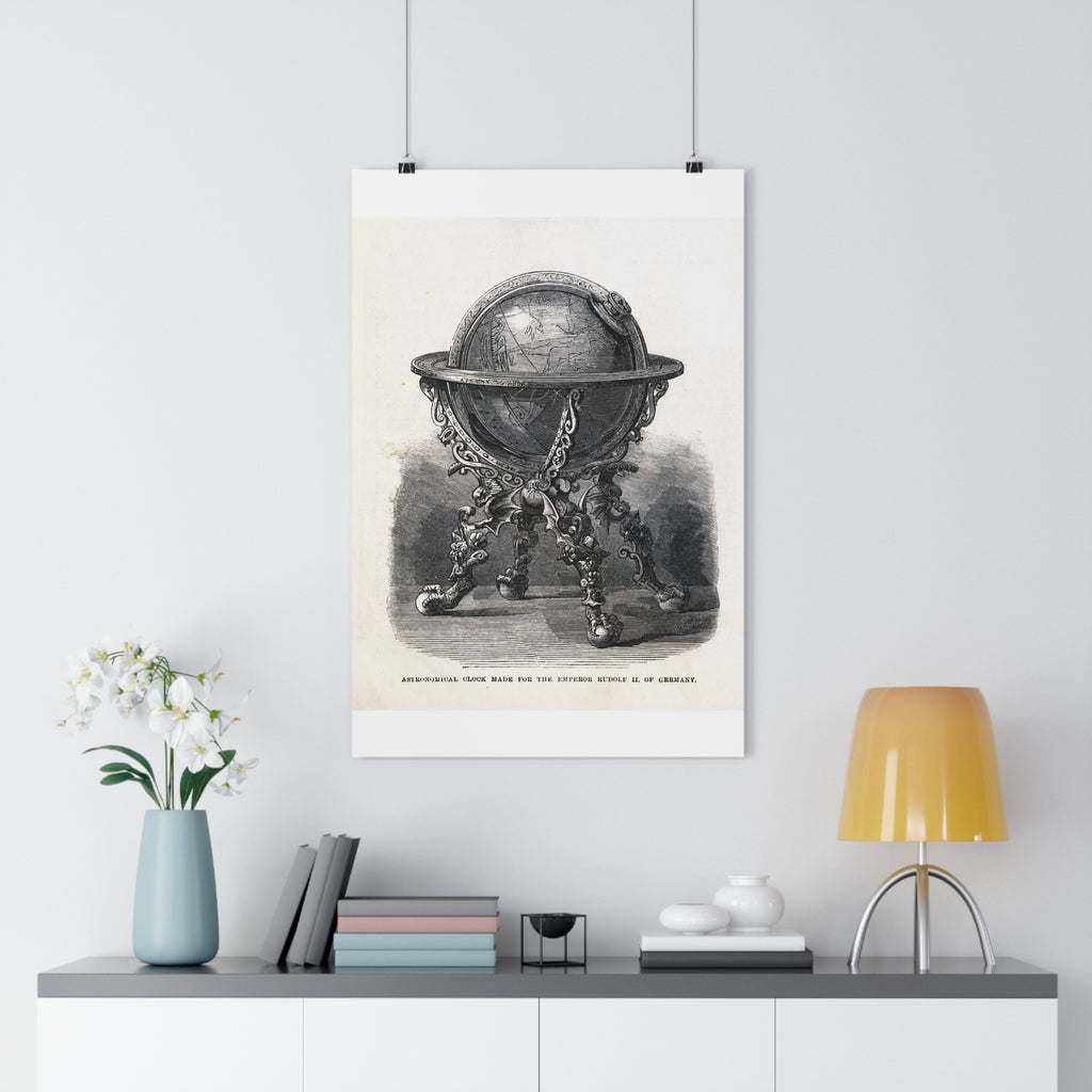 Vintage Ornate Globe Poster — Antique Scientific Illustration Wall Art