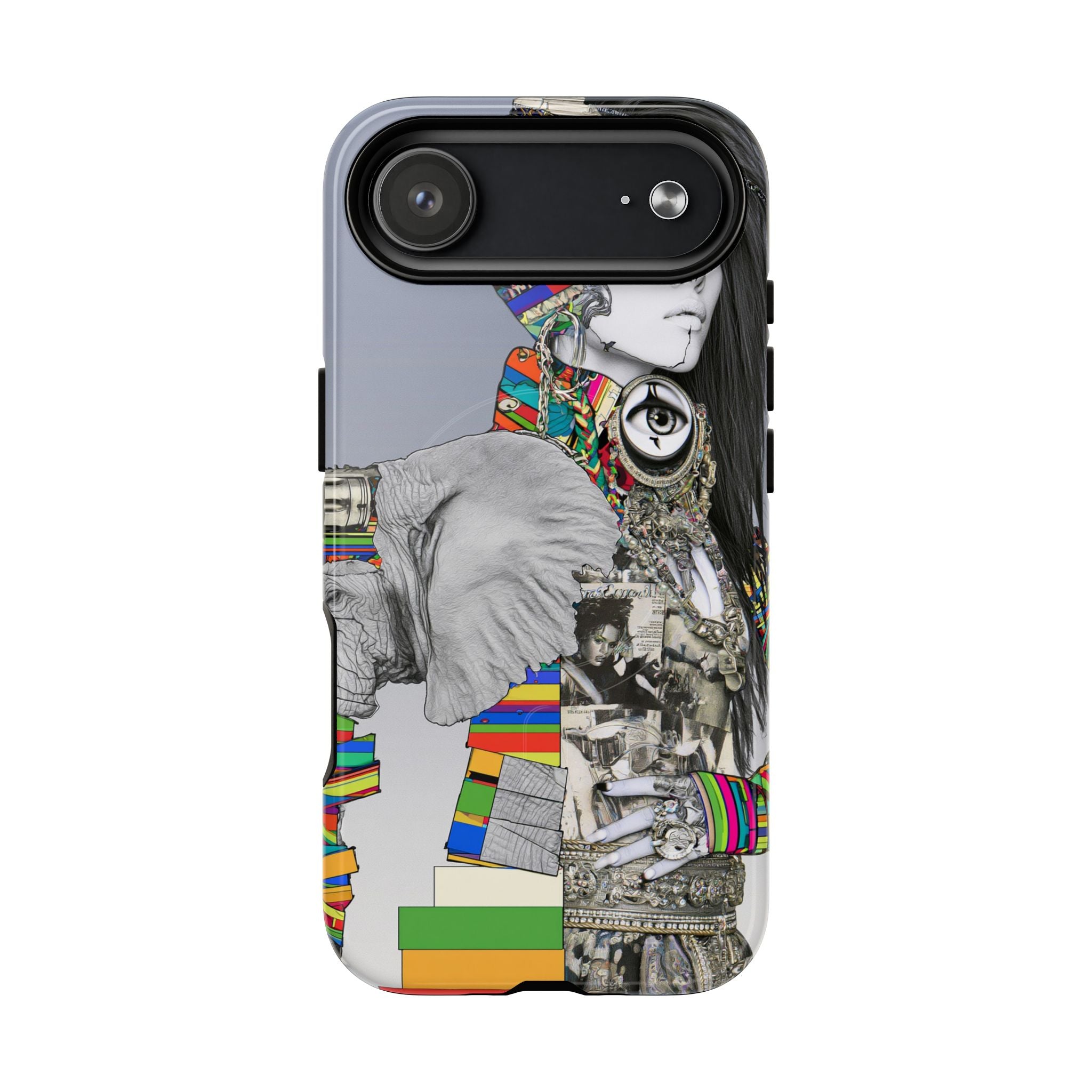 Artistic Elephant Collage Phone Case — Tough Magnetic Protective Cover
