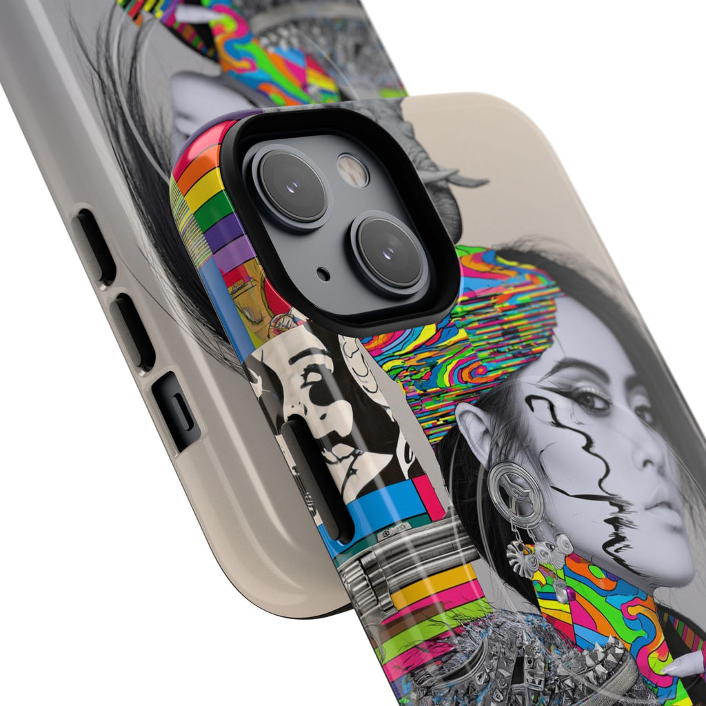Phone Case - Colorful Glitch Portrait Tough Magnetic Case