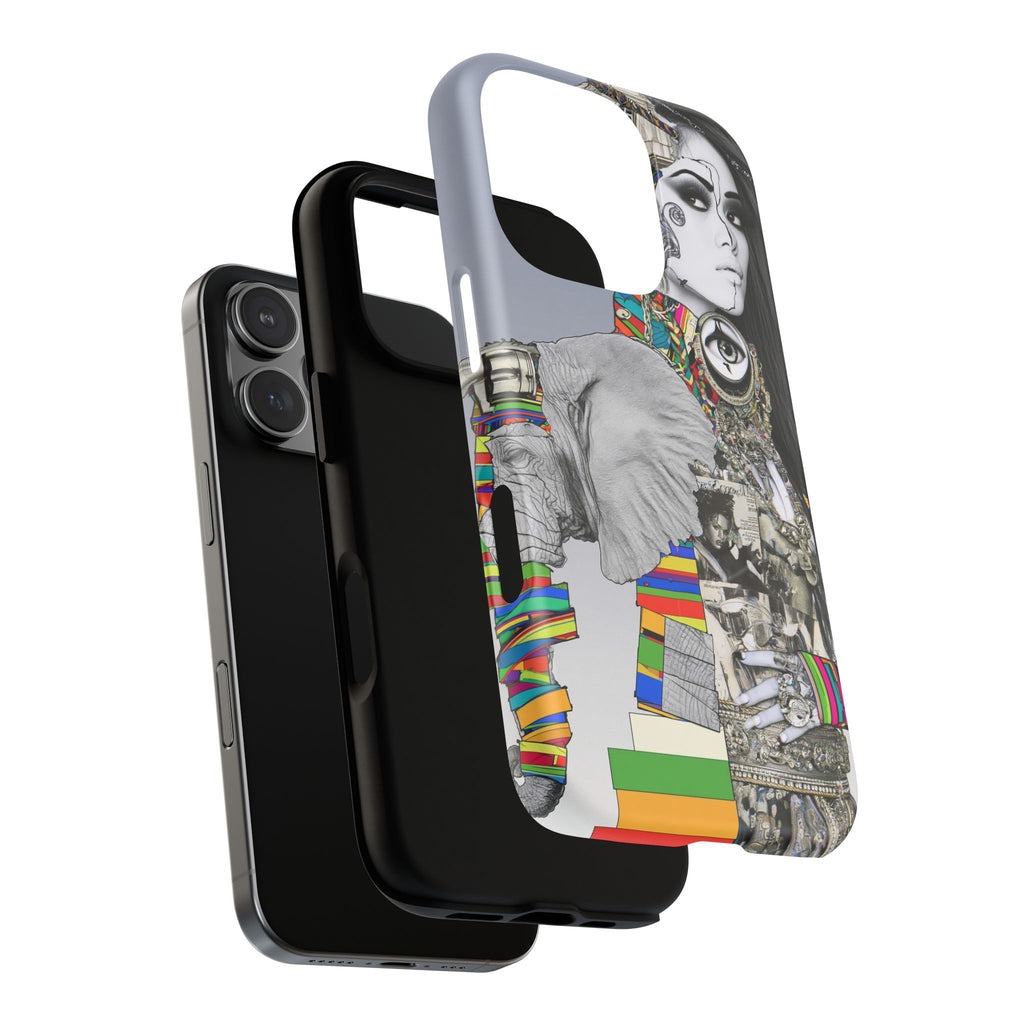 Artistic Elephant Collage Phone Case — Tough Magnetic Protective Cover
