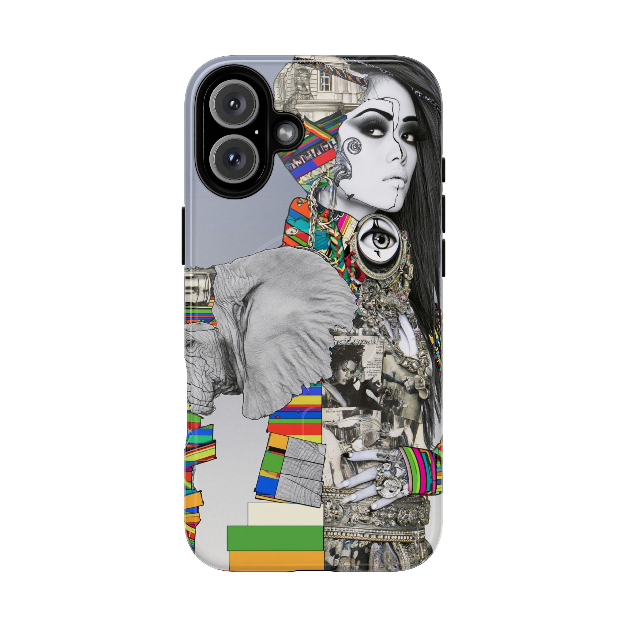 Artistic Elephant Collage Phone Case — Tough Magnetic Protective Cover