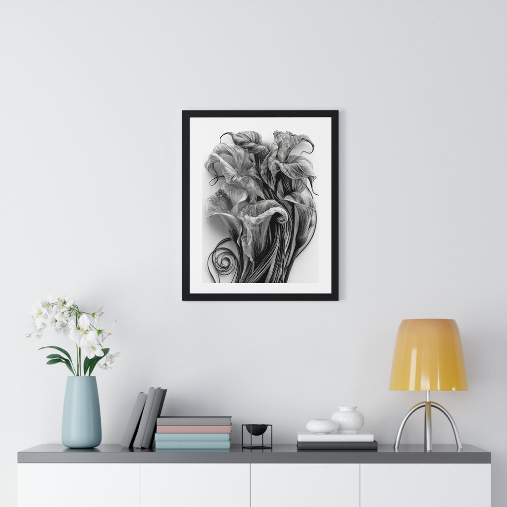 Framed Poster — Monochrome Calla Lily Botanical Art Print