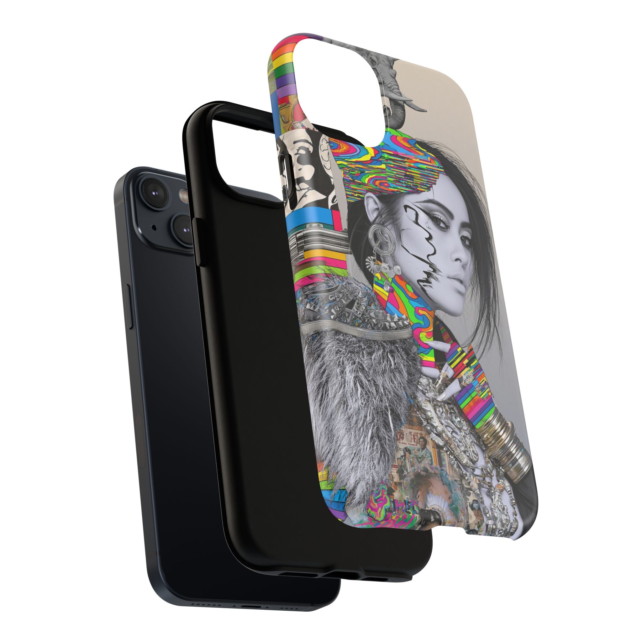 Phone Case - Colorful Glitch Portrait Tough Magnetic Case