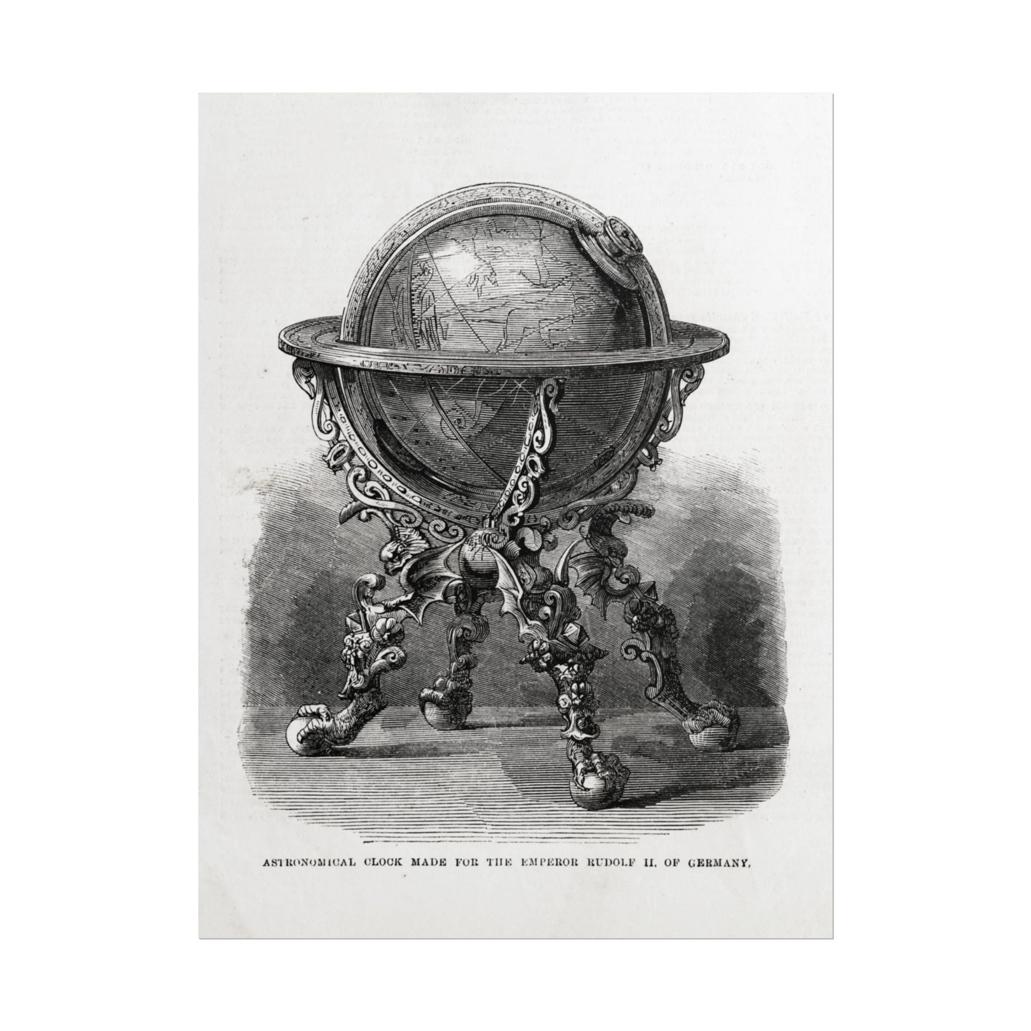 Antique Globe Illustration Rolled Poster — Vintage Scientific Print