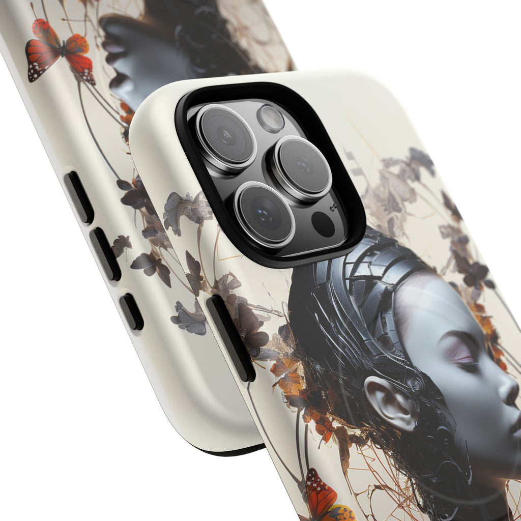 Art Nouveau Cyberpunk Phone Case — Surreal Floral Femme Tough Magnetic Case