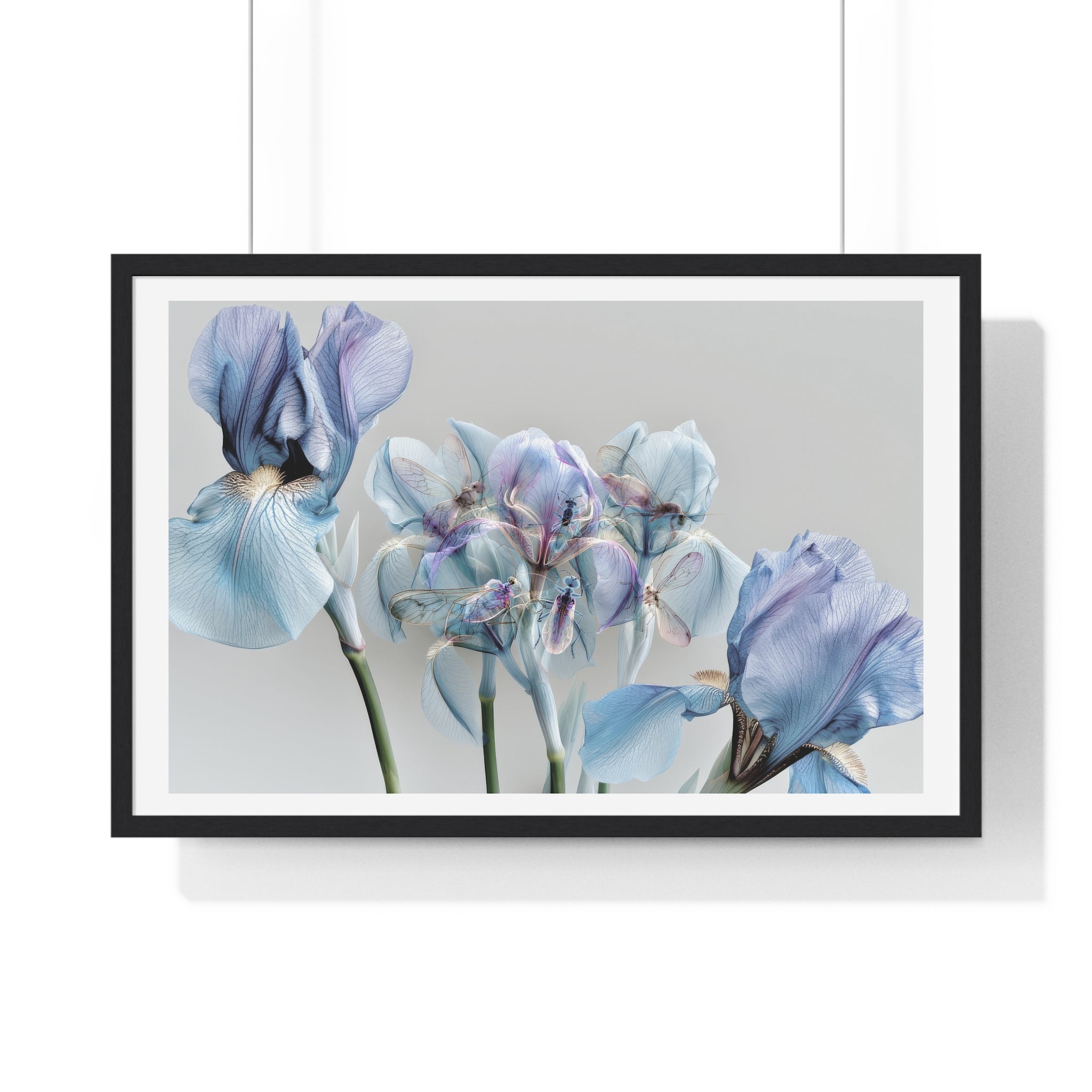 Blue Iris Floral Framed Poster — Botanical Wall Art Print