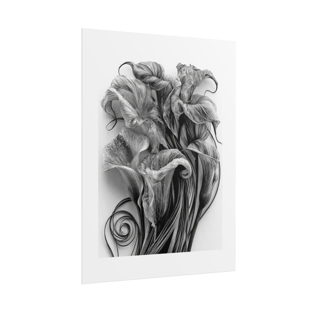 Rolled Poster — Black & White Floral Botanical Art Print
