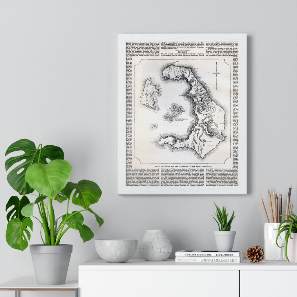 Antique Island Map Poster — Vintage Nautical Wall Art Print