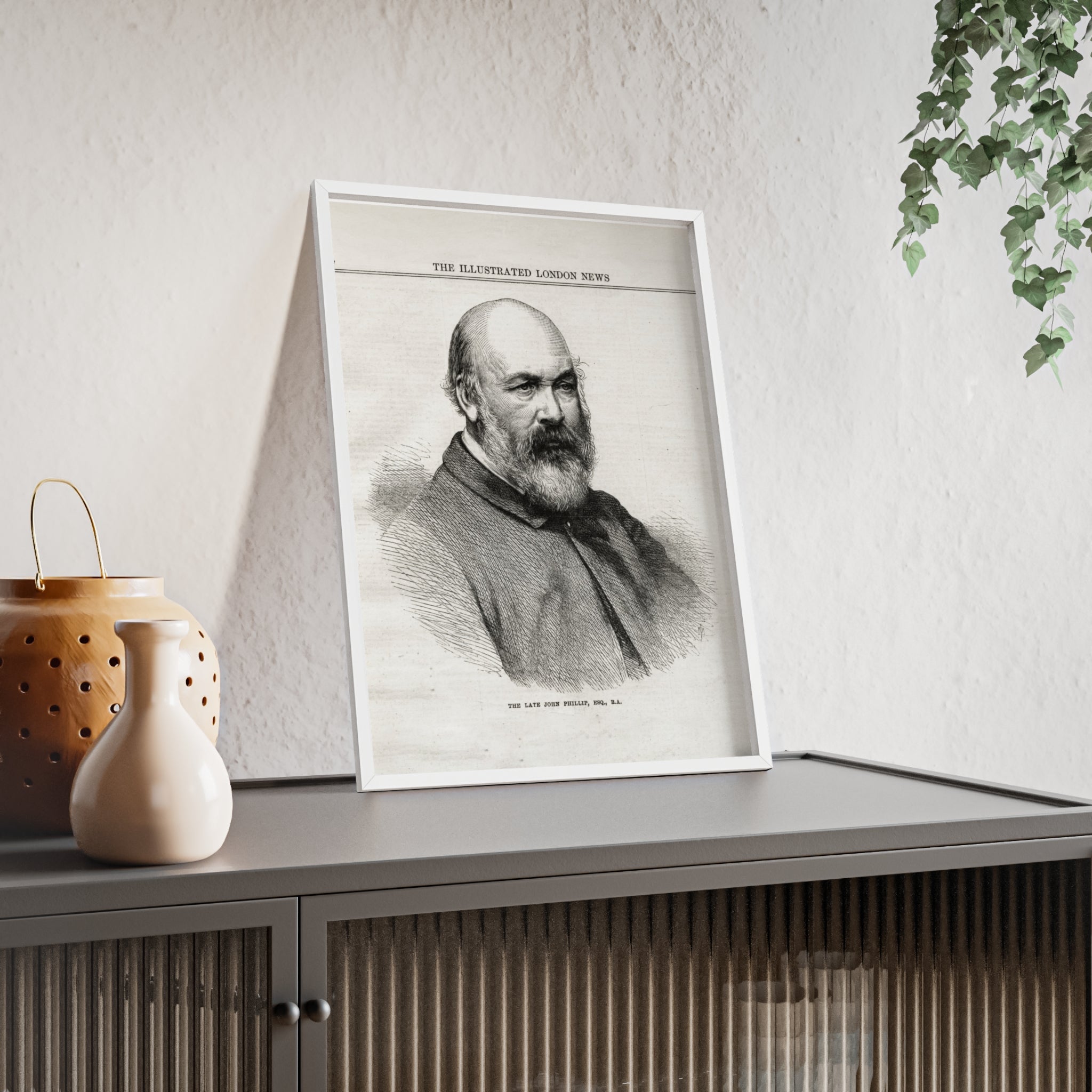 The Late John Phillip, Esq. Framed Vintage Portrait Print — Illustrated London News Gentleman Poster