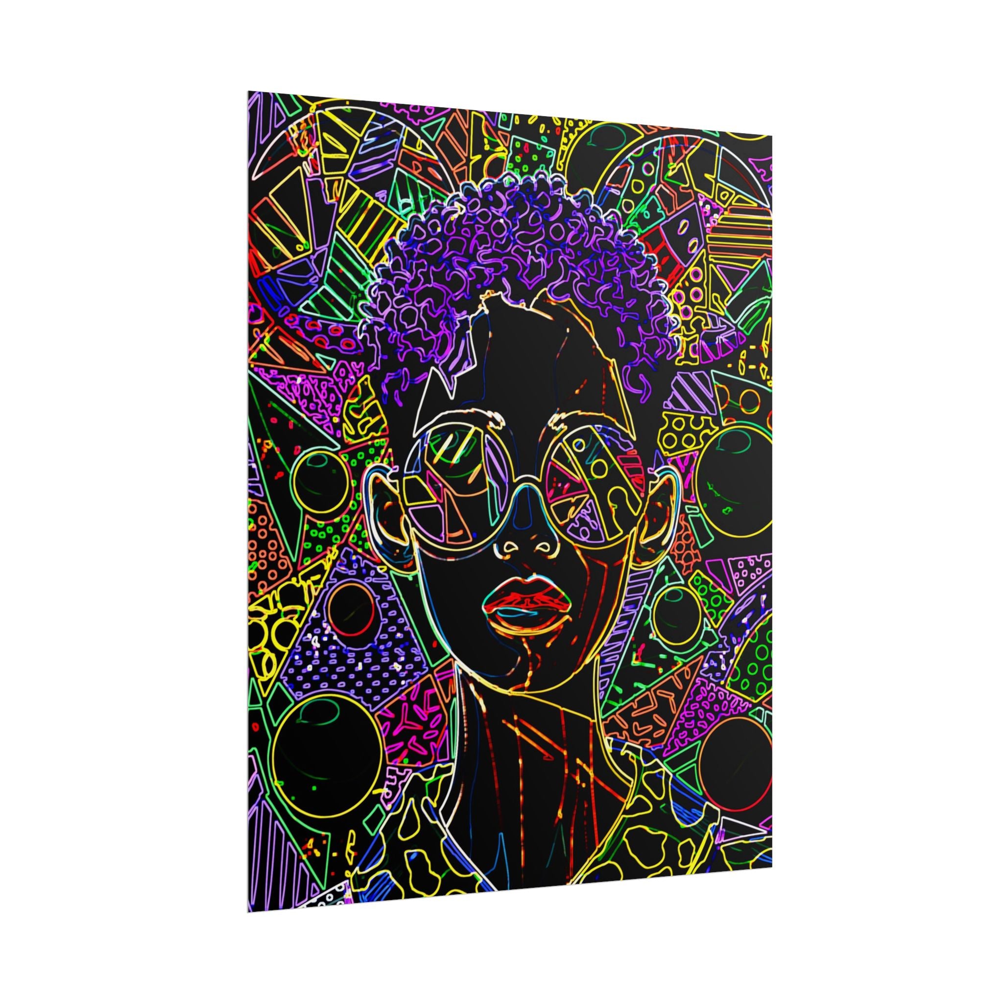Afrofuturist Neon Portrait Poster